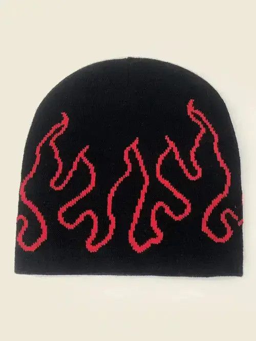 American Edition Skull & Fire Pattern Beanie Size ONE SIZE - 2 Thumbnail