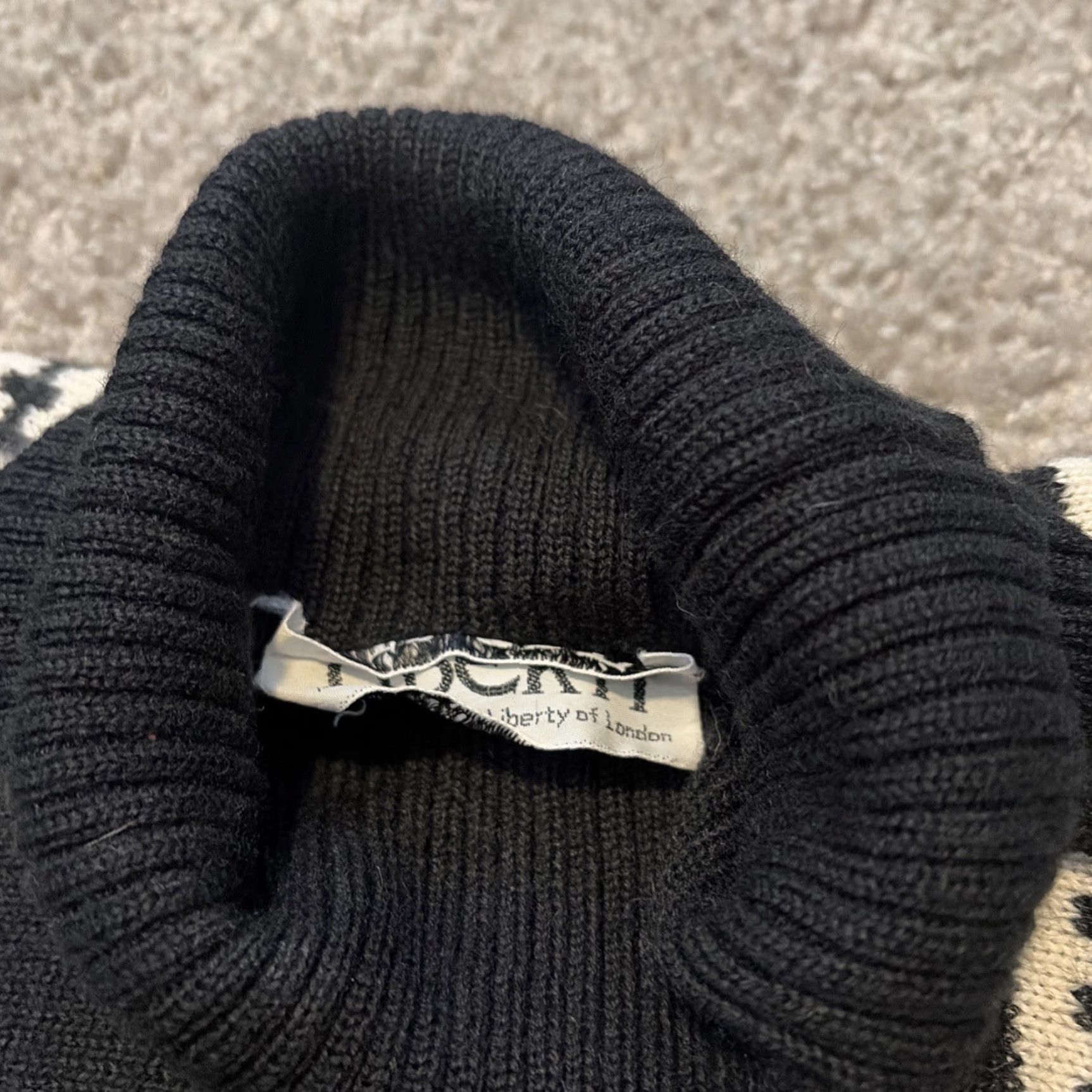 Liberty London VINTAGE Liberty Of London White Black Geometric Turtleneck Wool Blend Medium Sweater 1980s Womens Size M / US 6-8 / IT 42-44 - 5 Thumbnail