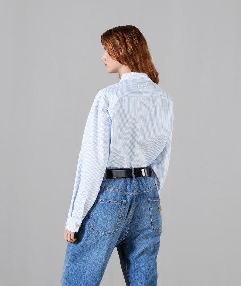 Gucci o1la5ras0526 Striped Cotton Shirt With Embroidery in Blue Size L / US 10 / IT 46 - 3 Thumbnail