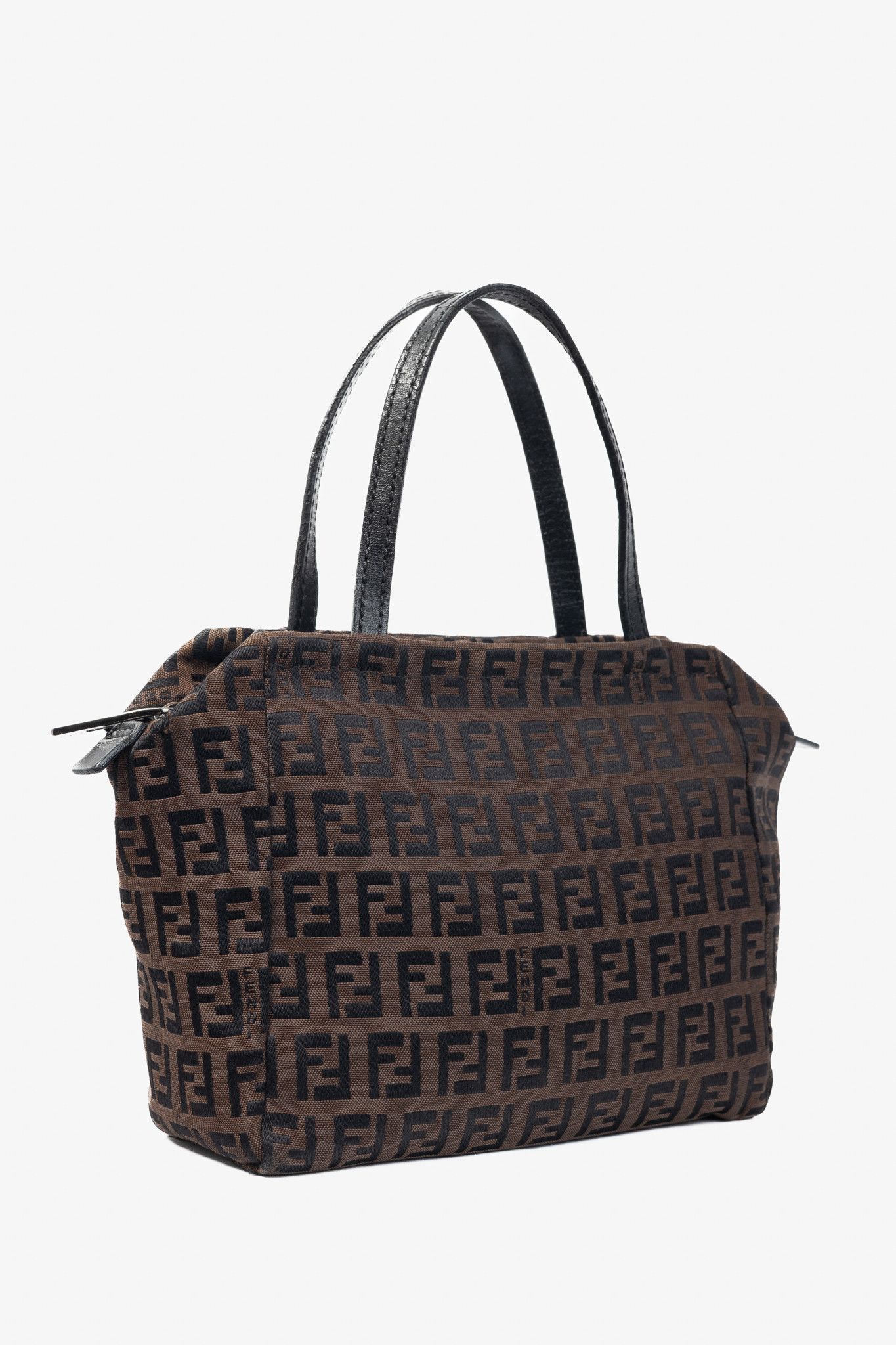 Fendi Fendi Brown Zucchino Canvas Leather-Trim Mini Tote Size ONE SIZE - 2 Thumbnail