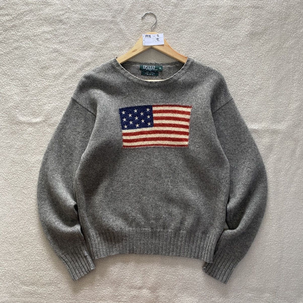 Polo Ralph Lauren × Vintage Vintage Polo Ralph Lauren America Flag Knitwear Size XLARGE Size XL / US 12-14 / IT 48-50 - 1 Thumbnail