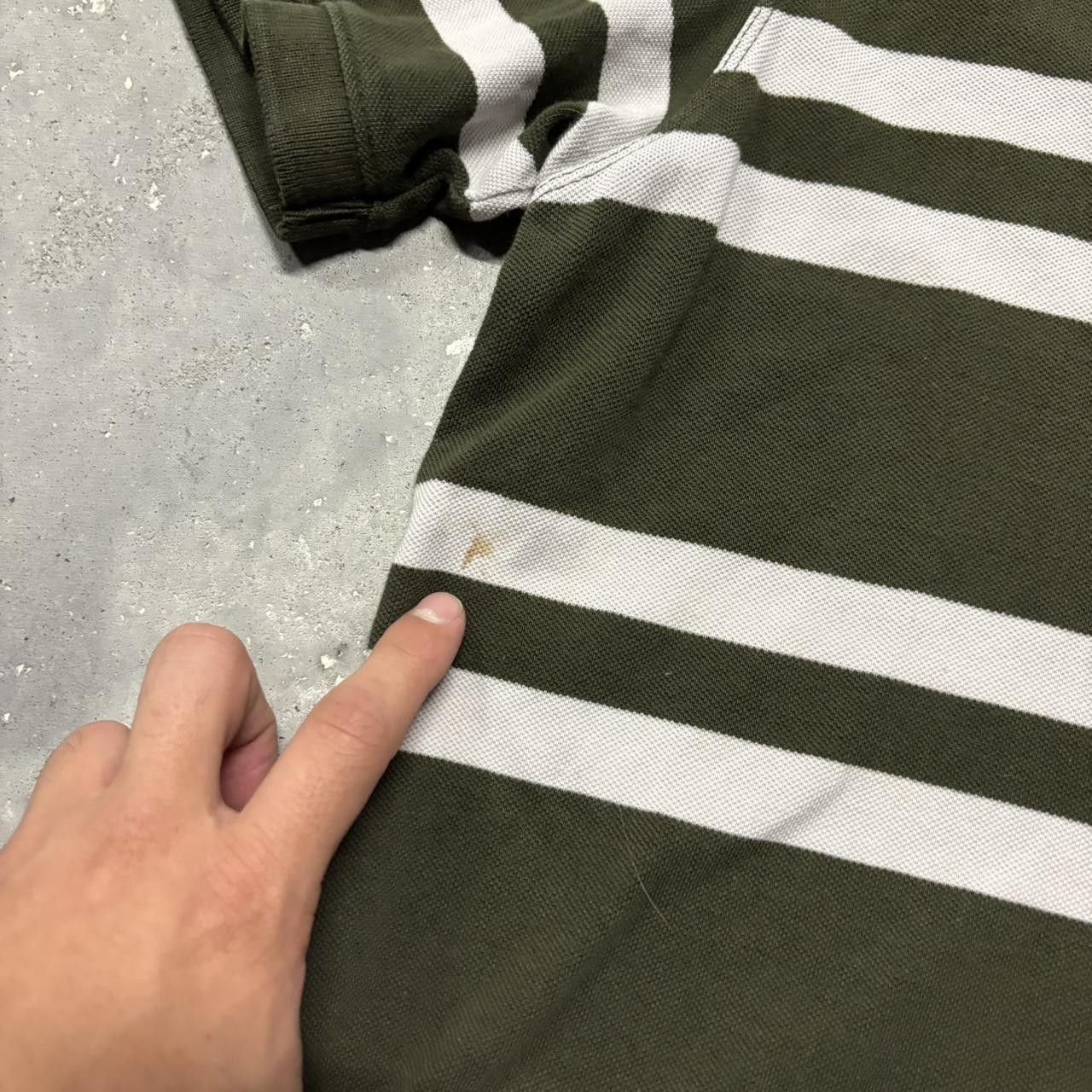 Japanese Brand × Vintage Crazy Vintage Y2K/2000s Green White Striped Streetwear Essential Polo Shirt! Size US M / EU 48-50 / 2 - 3 Thumbnail