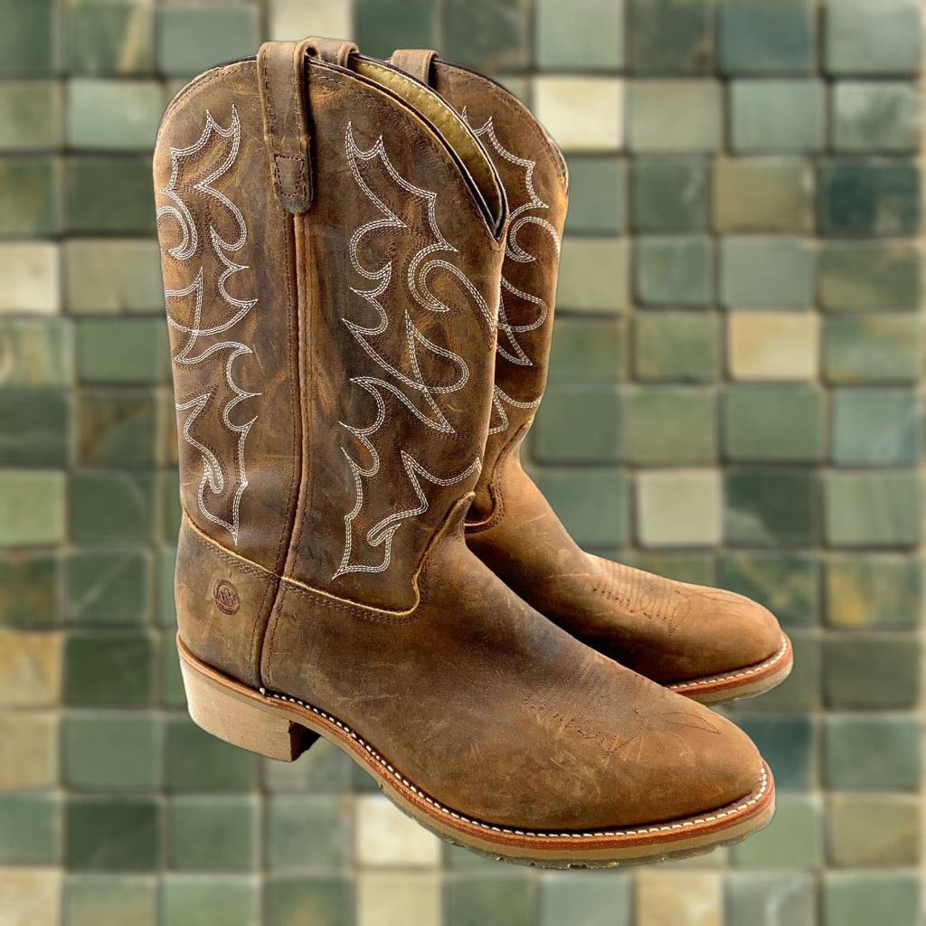 Doublet Double H Boots DH1552 Pull-On Boots Mens 16 D Brown Leather Western Cowboy Outsole Leather Shaft 15" Vintage? Size US 15 / EU 48 - 1 Thumbnail