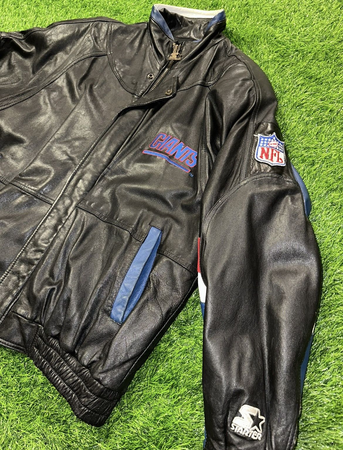 NFL × Starter × Vintage Vintage Starter Nfl New York Giants Leather Jacket Size M Size US M / EU 48-50 / 2 - 3 Thumbnail
