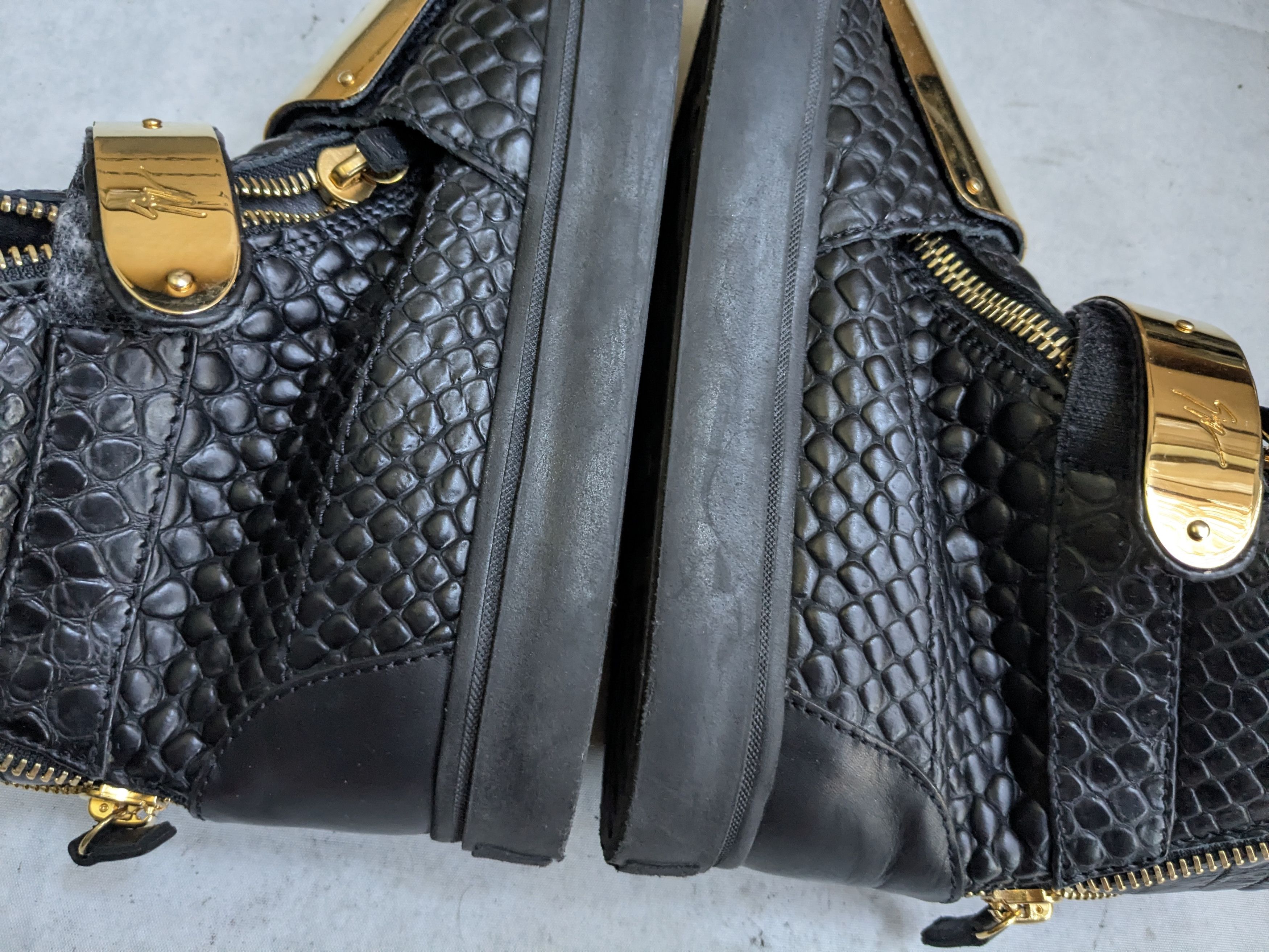 Giuseppe Zanotti Giuseppe Zanotti Sneakers Black Gold 11 44 High Tops Size US 11 / EU 44 - 9 Thumbnail