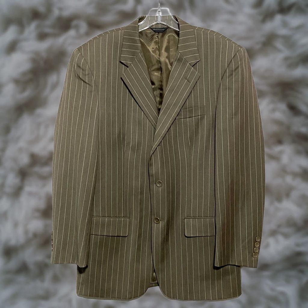 Vintage Montefino Uomo Super 120s Pinstripe Blazer Suit Jacket Men Brown Size 38R - 1 Thumbnail