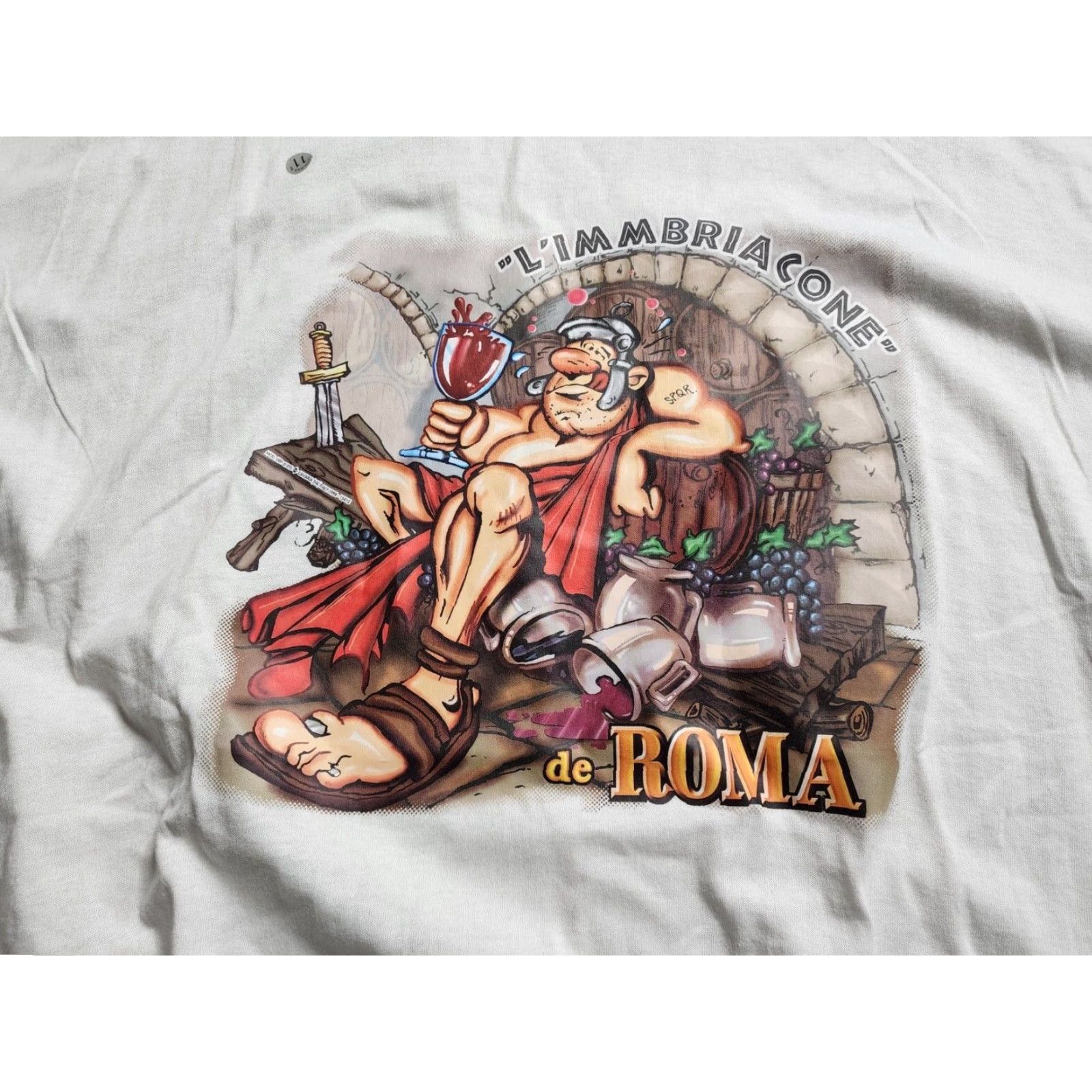 Vintage VINTAGE Colosseum Warrior T-Shirt Men 2XL White 1990s Italian Festival Rome Italy Colosseum University 90s Apparel Size US XXL / EU 58 / 5 - 2 Thumbnail