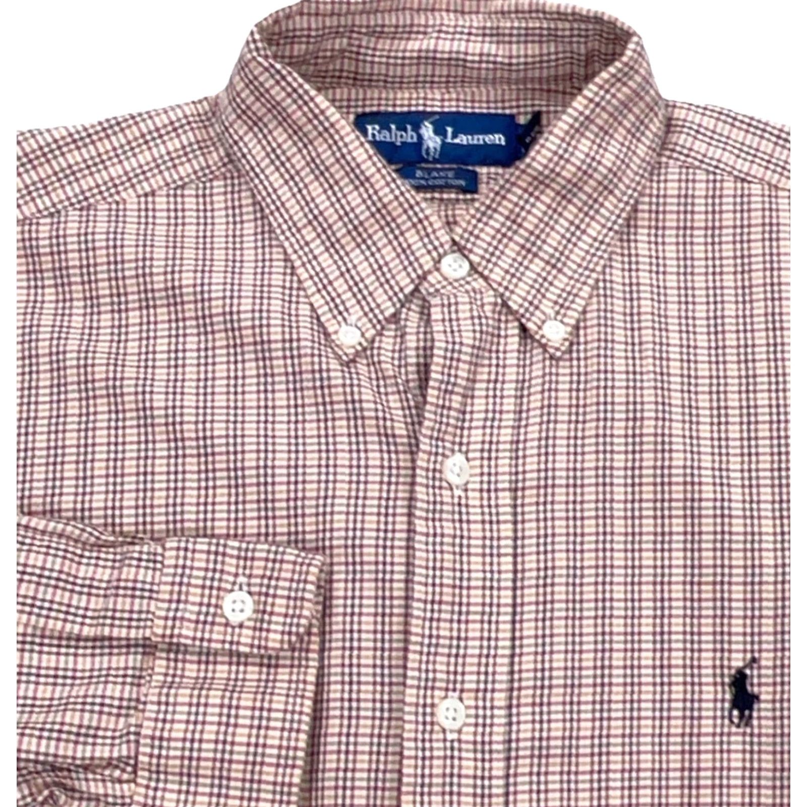 Ralph Lauren Ralph Lauren Shirt Men Large Medium Tan Plaid Button Up Blake Dress Tattersall K Size 40R - 2 Thumbnail