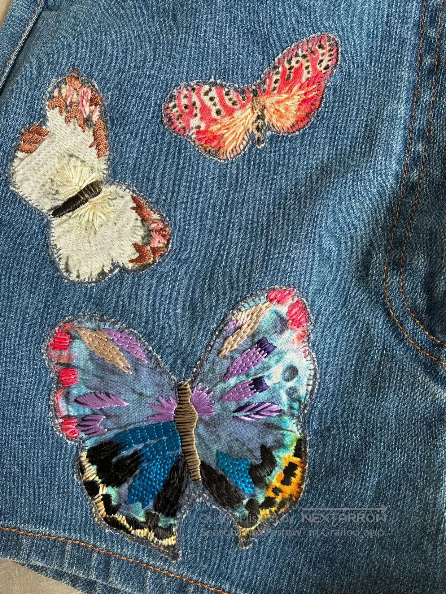 Valentino Valentino Butterfly Embroidered Denim Shorts. Size US 26 / EU 42 - 7 Thumbnail