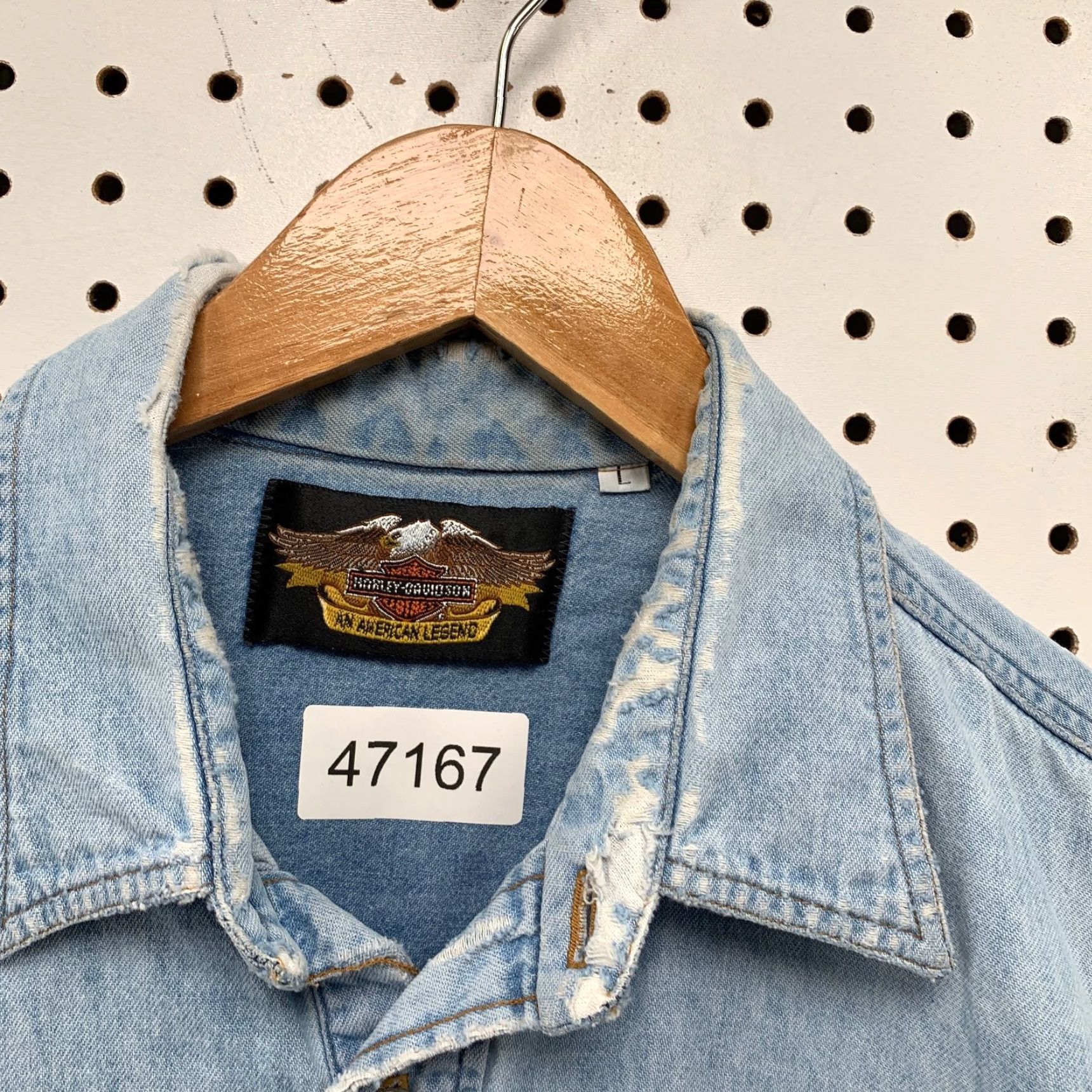Harley Davidson VINTAGE Harley-Davidson Denim Button Shirt Mens Large Distressed Pocket Biker Size US L / EU 52-54 / 3 - 2 Thumbnail