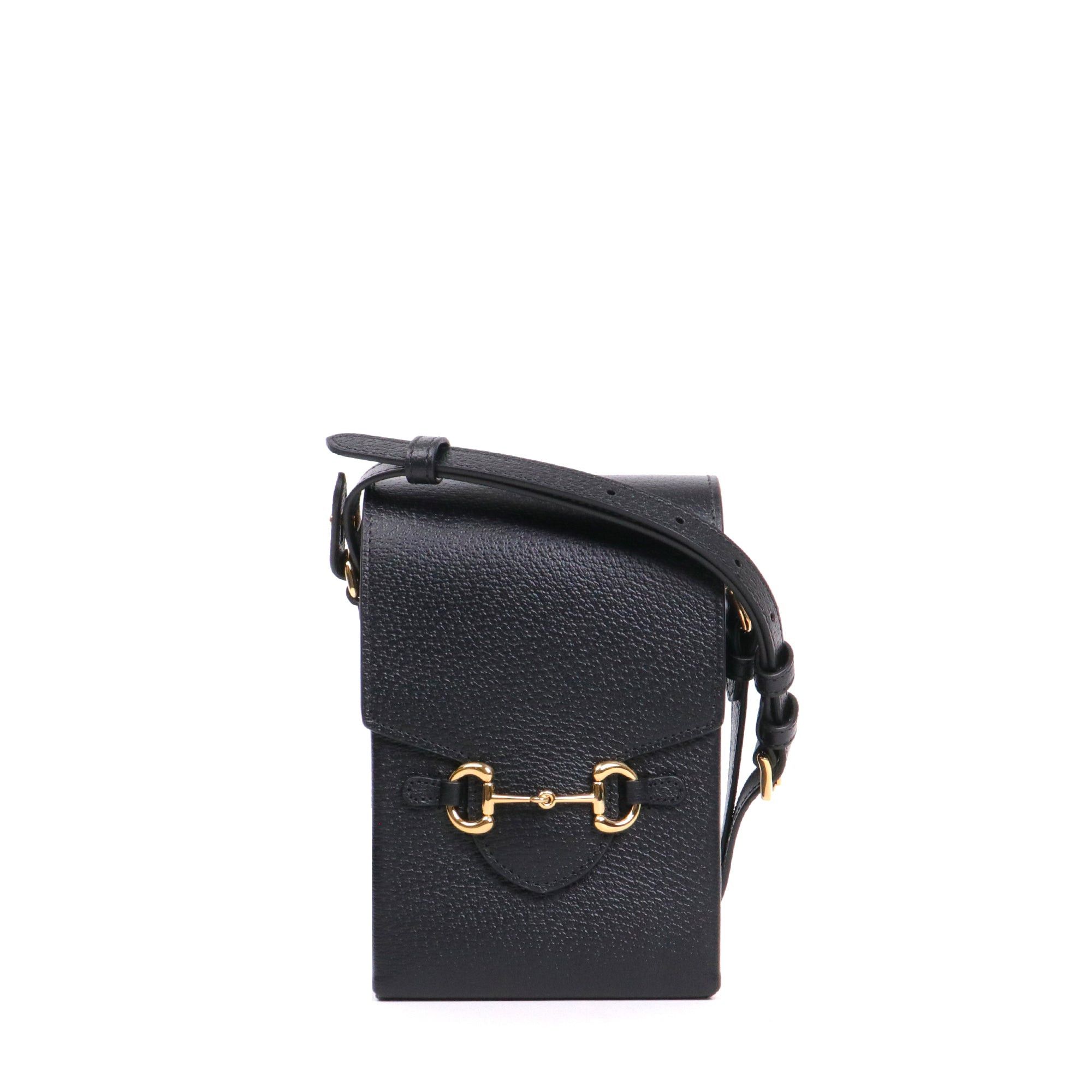 Gucci GUCCI - Gucci Horsebit 1955 shoulder bag in black grained leather Size ONE SIZE - 1 Thumbnail