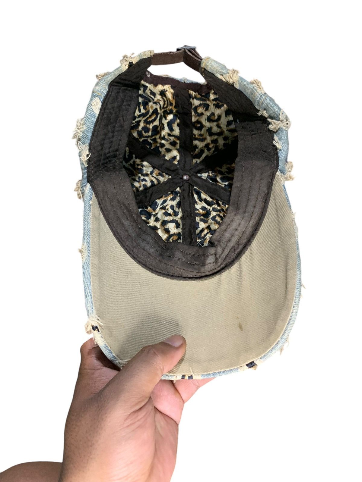 14th Addiction × Beauty Beast × KMRii Vintage japanese distressed studded leopard denim hat Size ONE SIZE - 7 Thumbnail