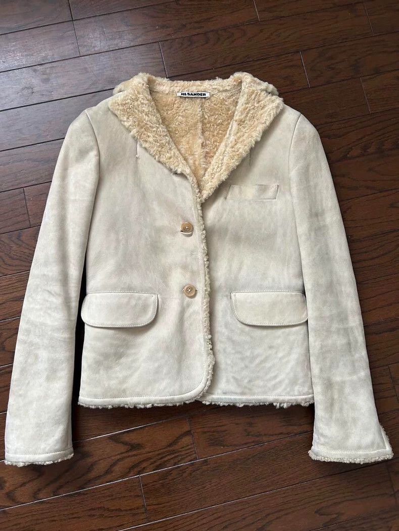 Jil Sander Jil Sander Cream-colored leather fur jacket top Size 4XL / US 24-26 - 1 Thumbnail