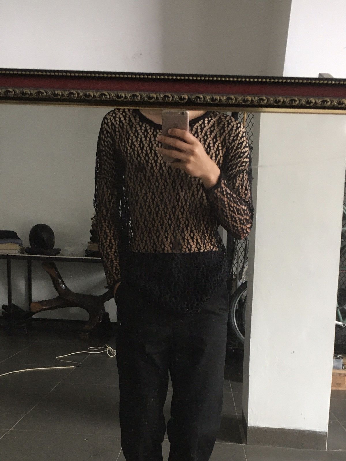 If Six Was Nine × Japanese Brand × Le Grande Bleu (L.G.B.) Y2K black fishnet longsleeve Size M / US 6-8 / IT 42-44 - 1 Thumbnail