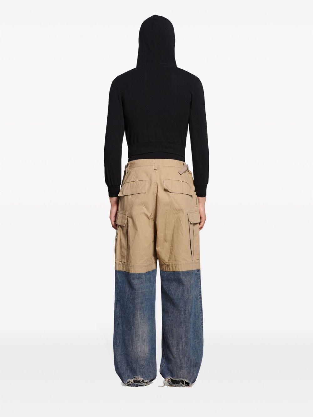 Balenciaga o1w1db11025 Patched Cargo Pants in Beige/Blue Size US 30 / EU 46 - 2 Thumbnail