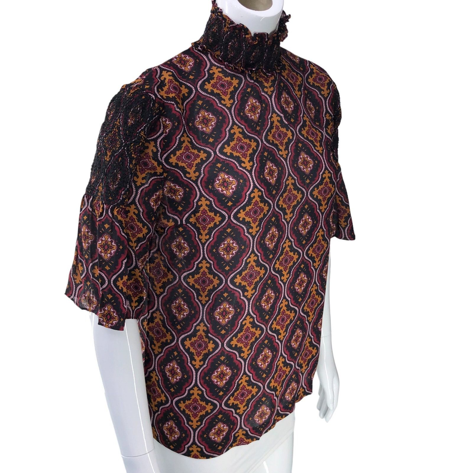 A.L.C. A.L.C. Womens Sz 6 Miranda Top Smocked Collar 100% Silk Size M / US 6-8 / IT 42-44 - 10 Thumbnail