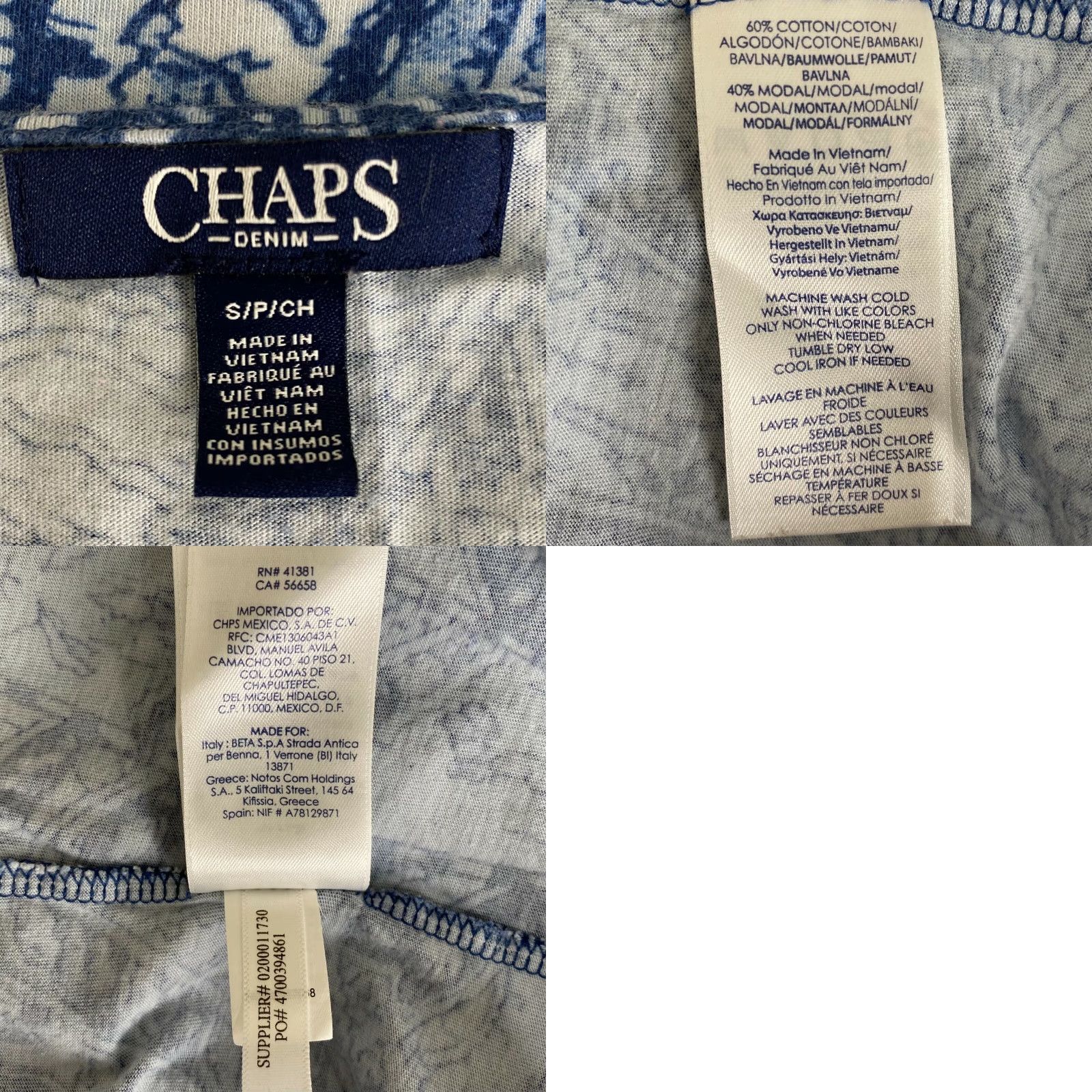 Chaps Chaps Blue Paisley Shirt Women S Short Sleeve V-Neck Pullover Casual Size S / US 4 / IT 40 - 8 Thumbnail