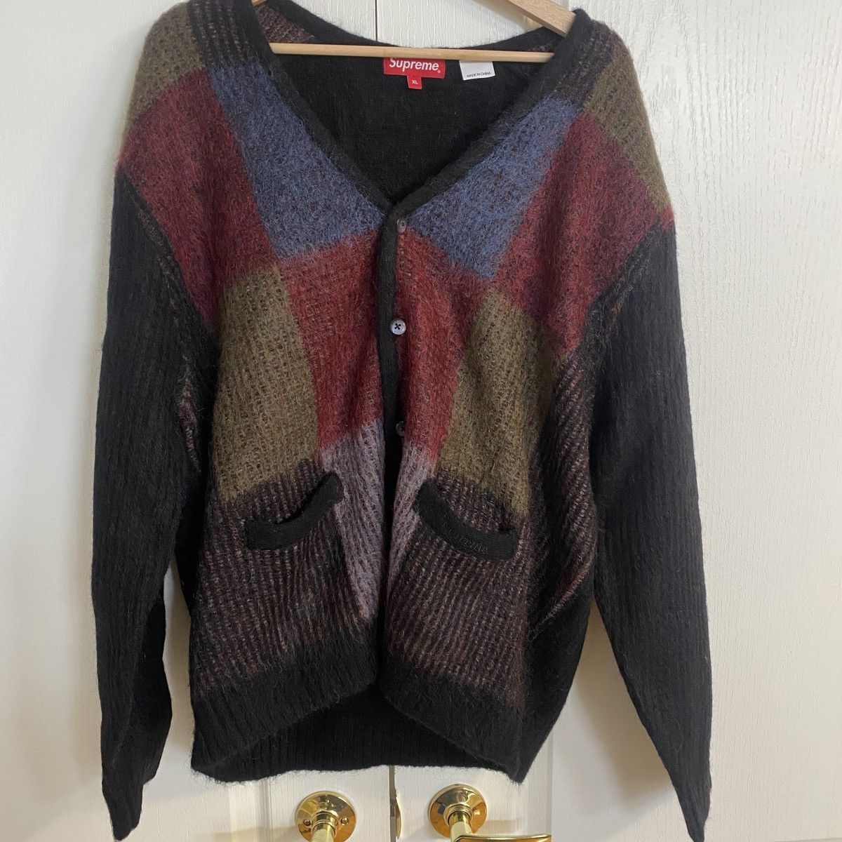Supreme Supreme Brushed Checkerboard Grid Cardigan Black XL FW 22 Size US XL / EU 56 / 4 - 7 Thumbnail