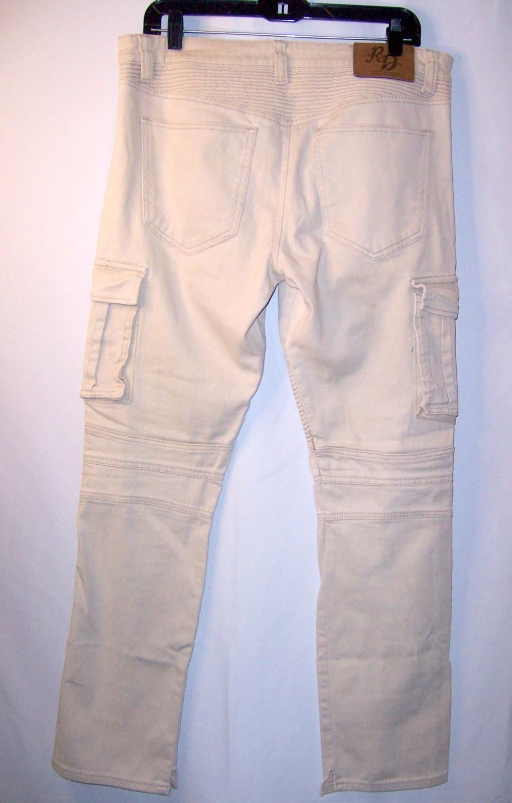 Other Rsrch & Dvlpmnt Men's Moto Biker Cargo Jeans -32"- Off White Size US 32 / EU 48 - 6 Thumbnail