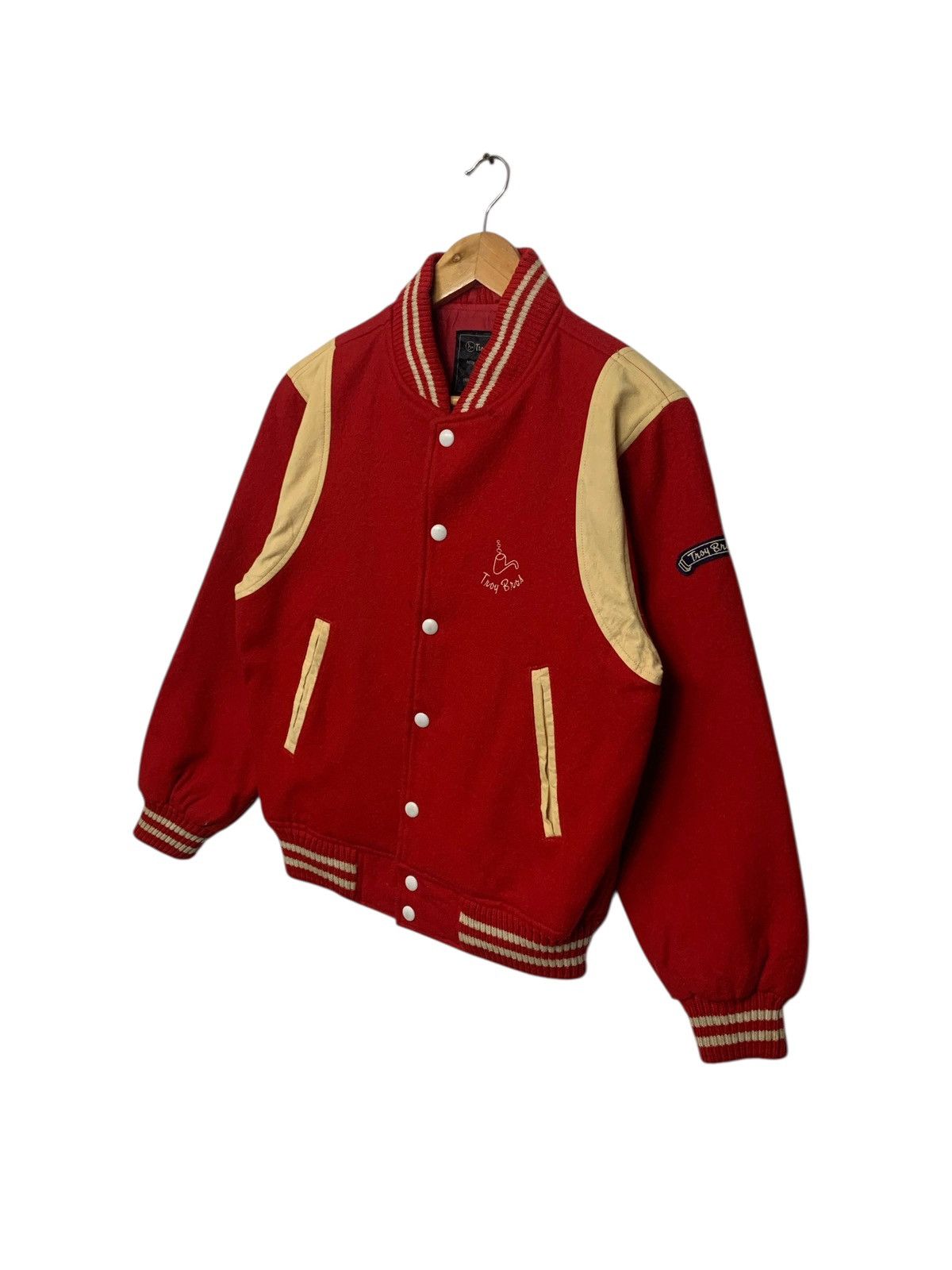 Vintage Vintage 90's Troy Bros Small Logo Button Ups Varsity Jacket Size US S / EU 44-46 / 1 - 2 Thumbnail