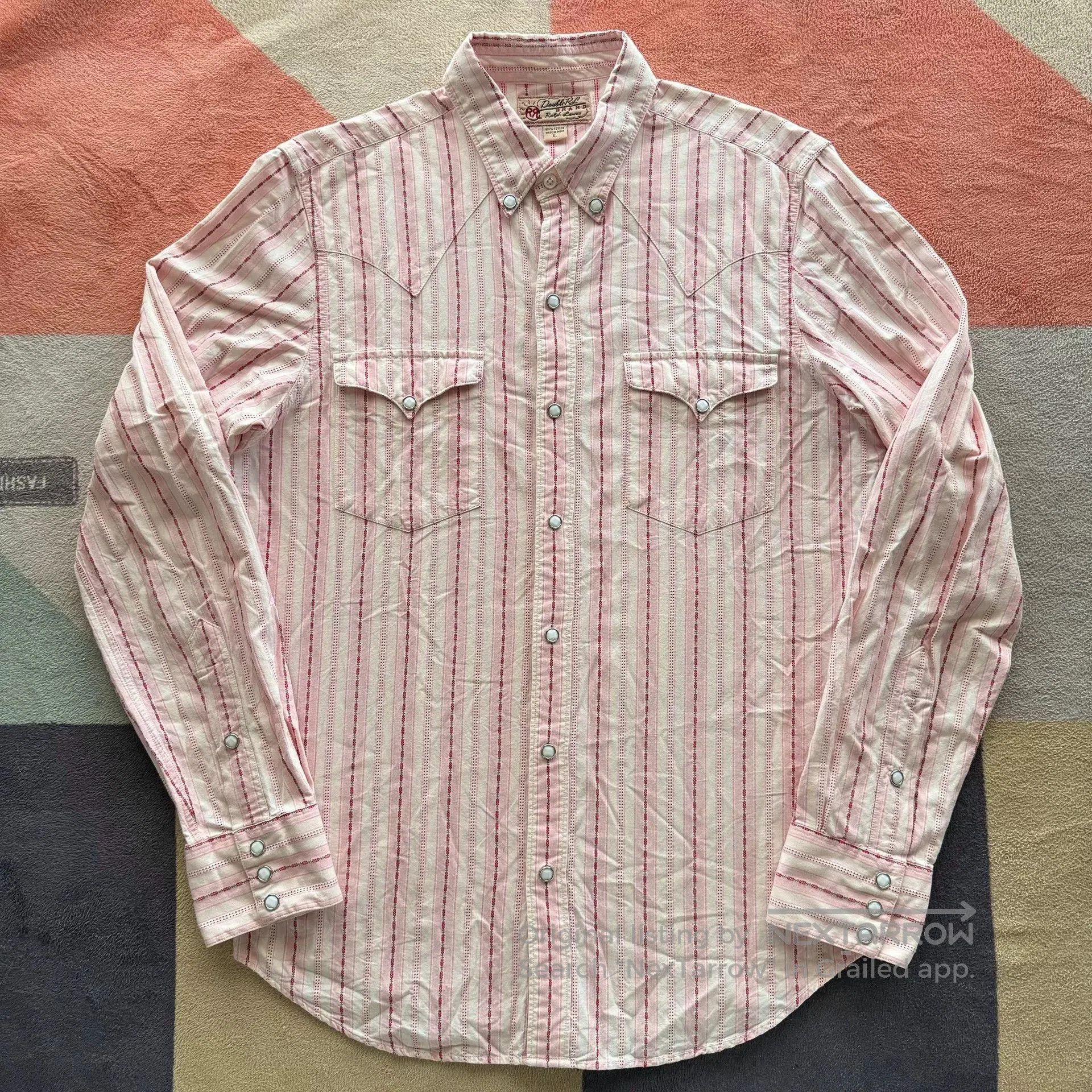 RRL Ralph Lauren RRL Pink Stripe Western Shirt. Size US L / EU 52-54 / 3 - 1 Thumbnail