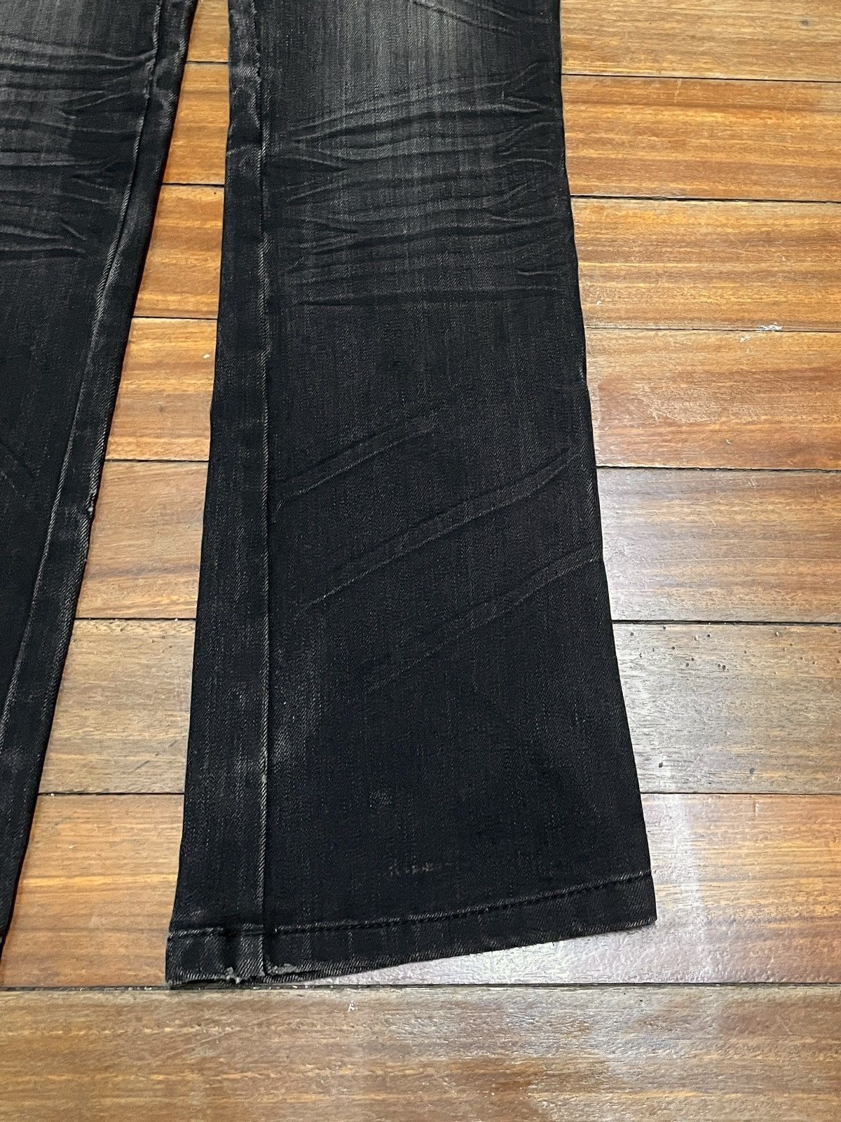 14th Addiction Rare Design Vintage Japanese Brand Flared Waxed Jeans 2000s Size US 30 / EU 46 - 6 Thumbnail