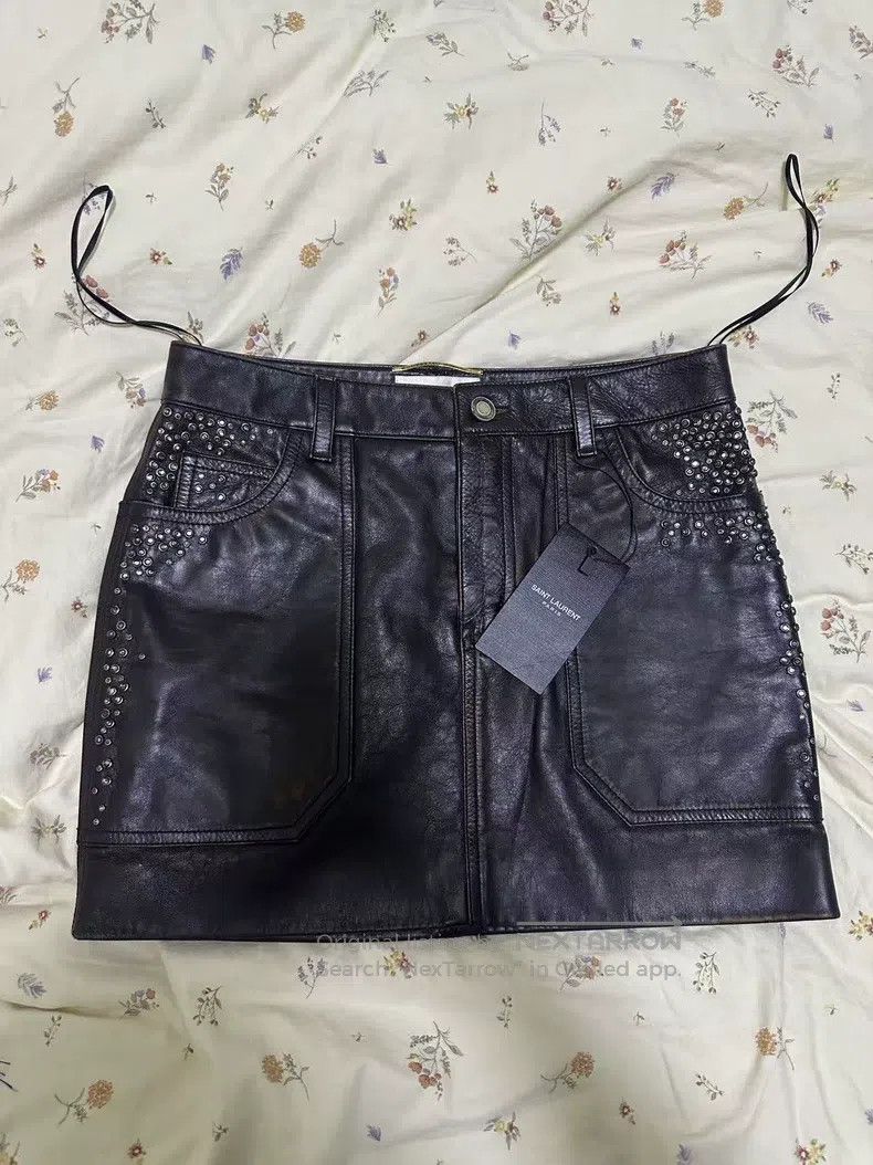 Saint Laurent Paris Saint Laurent Paris Leather Shorts Skirt Size 33" - 1 Thumbnail