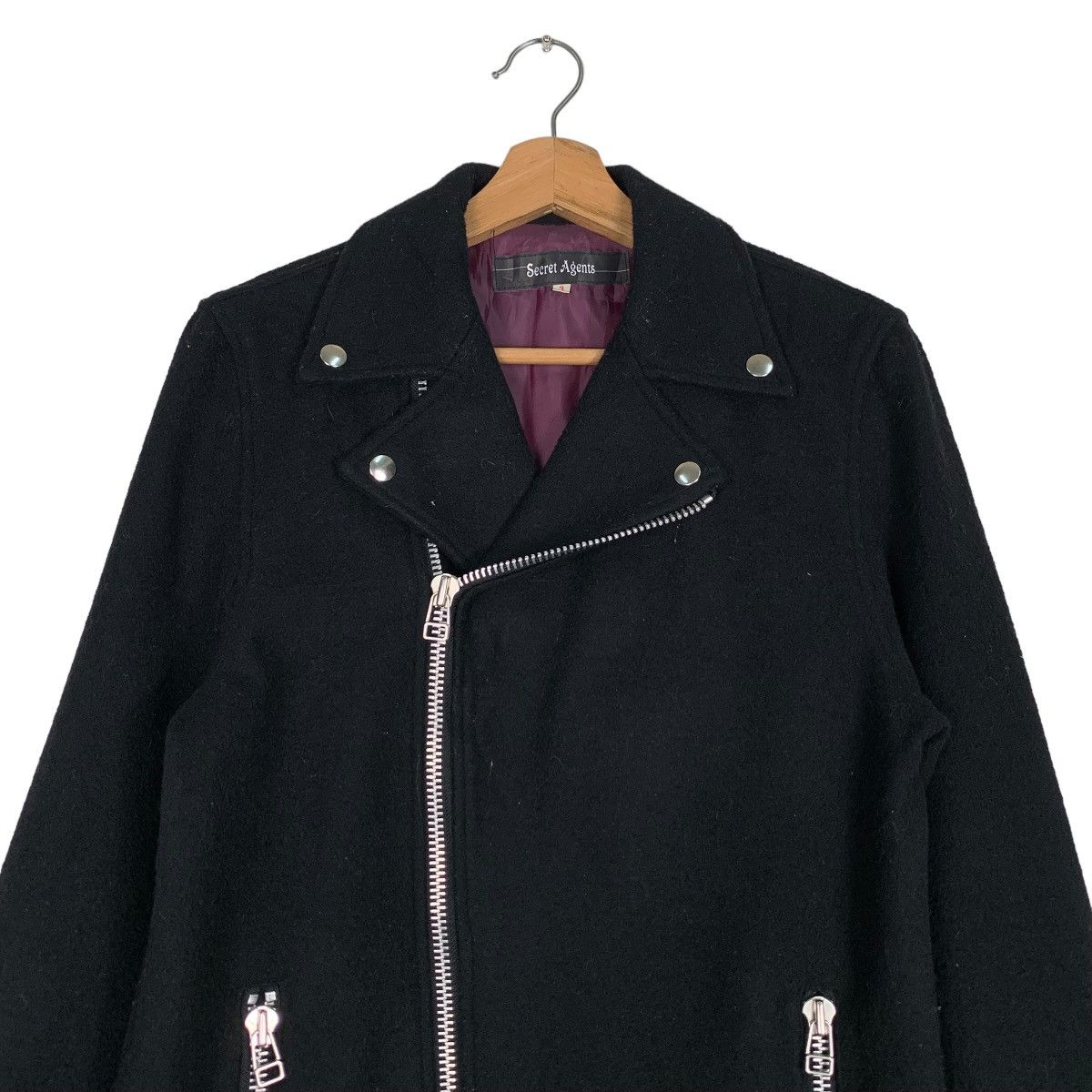 Japanese Brand Black Wool Double Collar Asymmetrical Jacket #0683-C31 Size US M / EU 48-50 / 2 - 2 Thumbnail