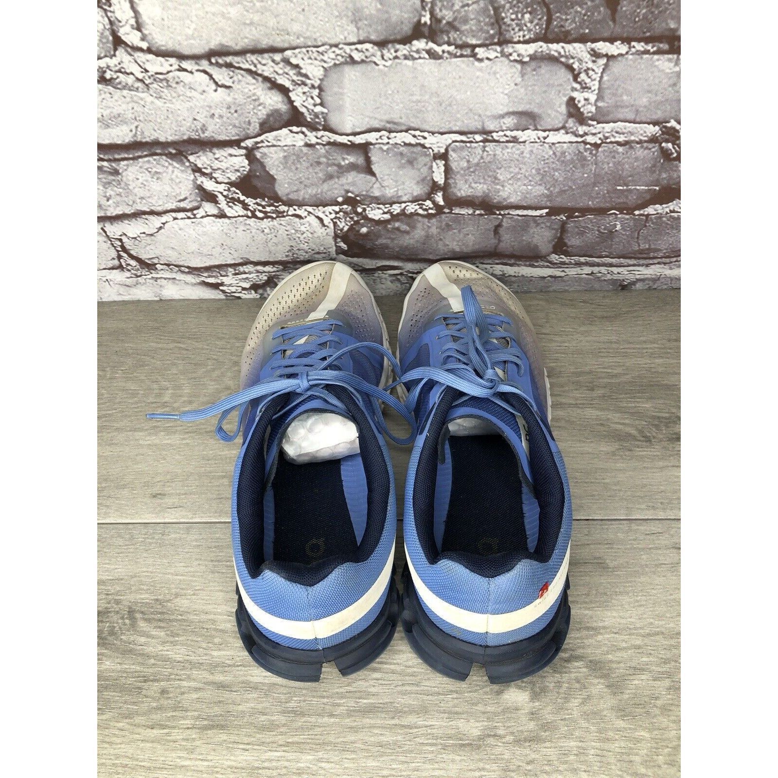 On On Cloudflow Marina White Blue Synthetic Lace Running Shoes Size US 10.5 / IT 40.5 - 6 Thumbnail