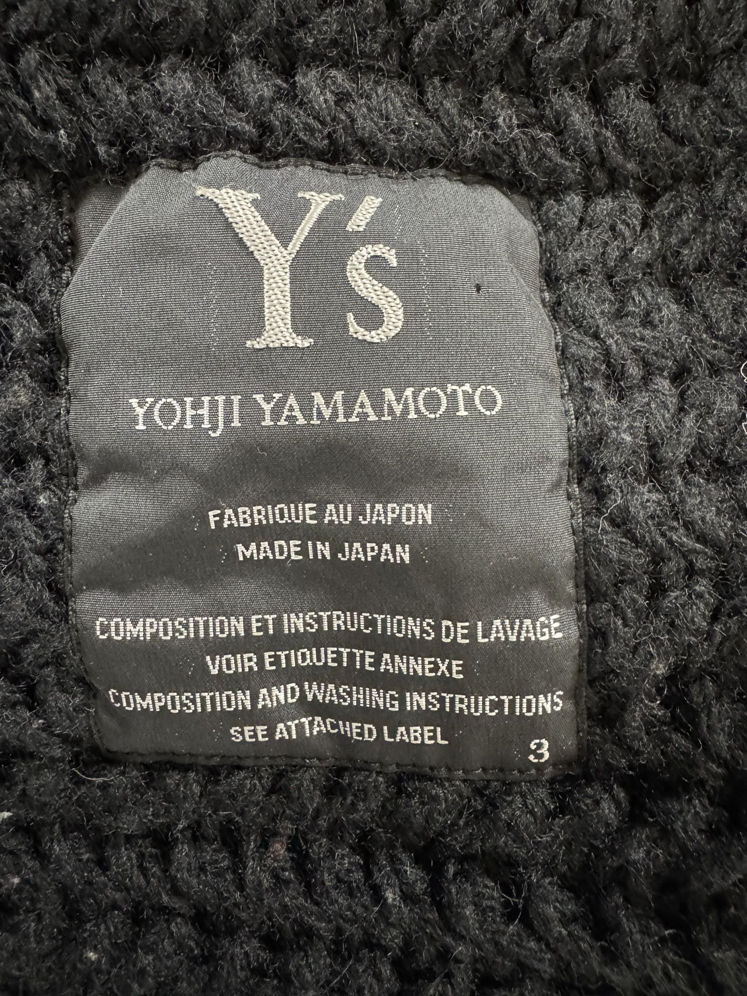 Yohji Yamamoto Y's Yohji Yamamoto Black Wool Chunky Knit Sweater Size M / US 6-8 / IT 42-44 - 3 Thumbnail