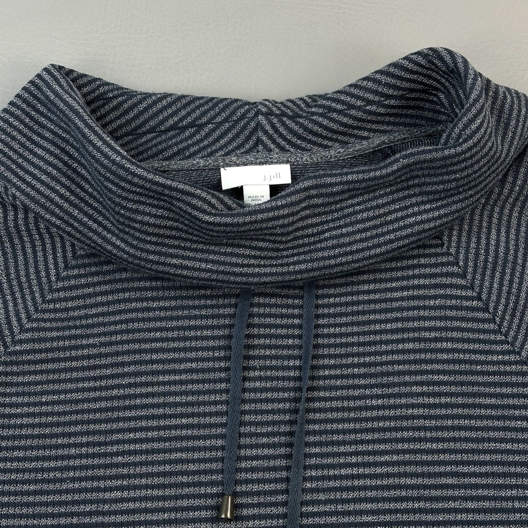 J. Jill J Jill Fit Sweatshirt Women's Medium Blue Striped Cowl Neck Tunic Pullover Cozy Size M / US 6-8 / IT 42-44 - 4 Thumbnail