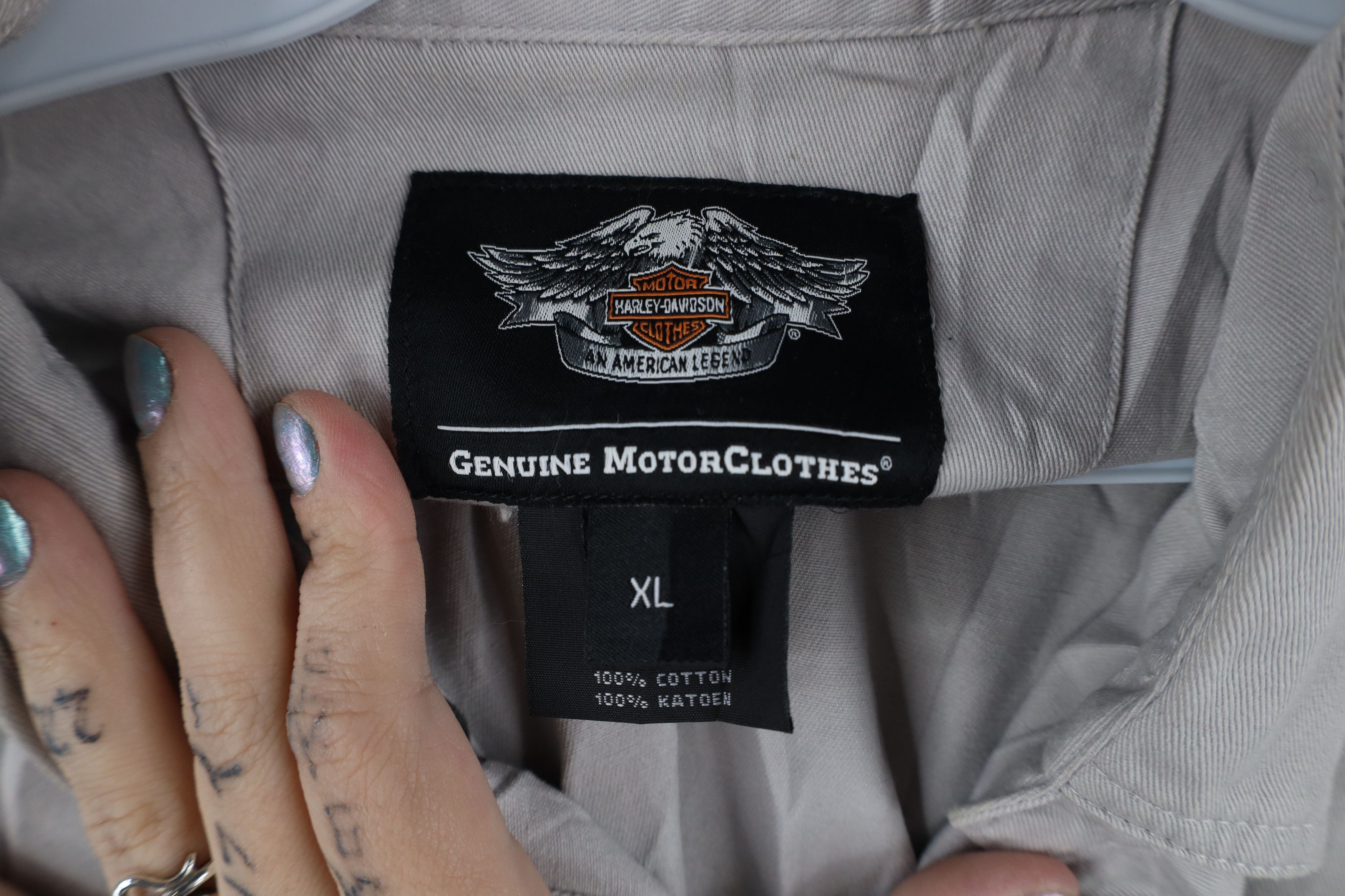 Harley Davidson × Vintage Vintage Harley Davidson Logo Cut Off Collared Button Shirt Size US XL / EU 56 / 4 - 8 Thumbnail