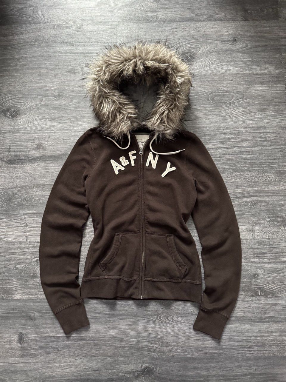Abercrombie & Fitch Abercrombie & Fitch Logo Y2K Fur Zip Hoodie