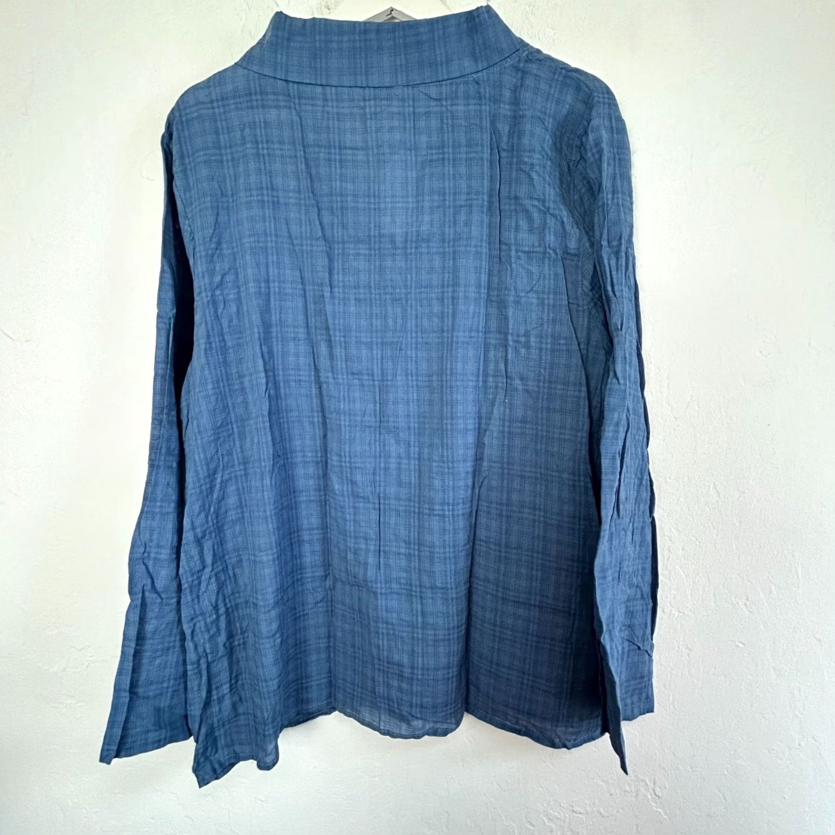 Nique VINTAGE E-Retro Womens Blue Plaid Button-Up Blouse Top With Unique Collar Size XXL New Size XXL / US 16-18 / IT 52-54 - 2 Thumbnail