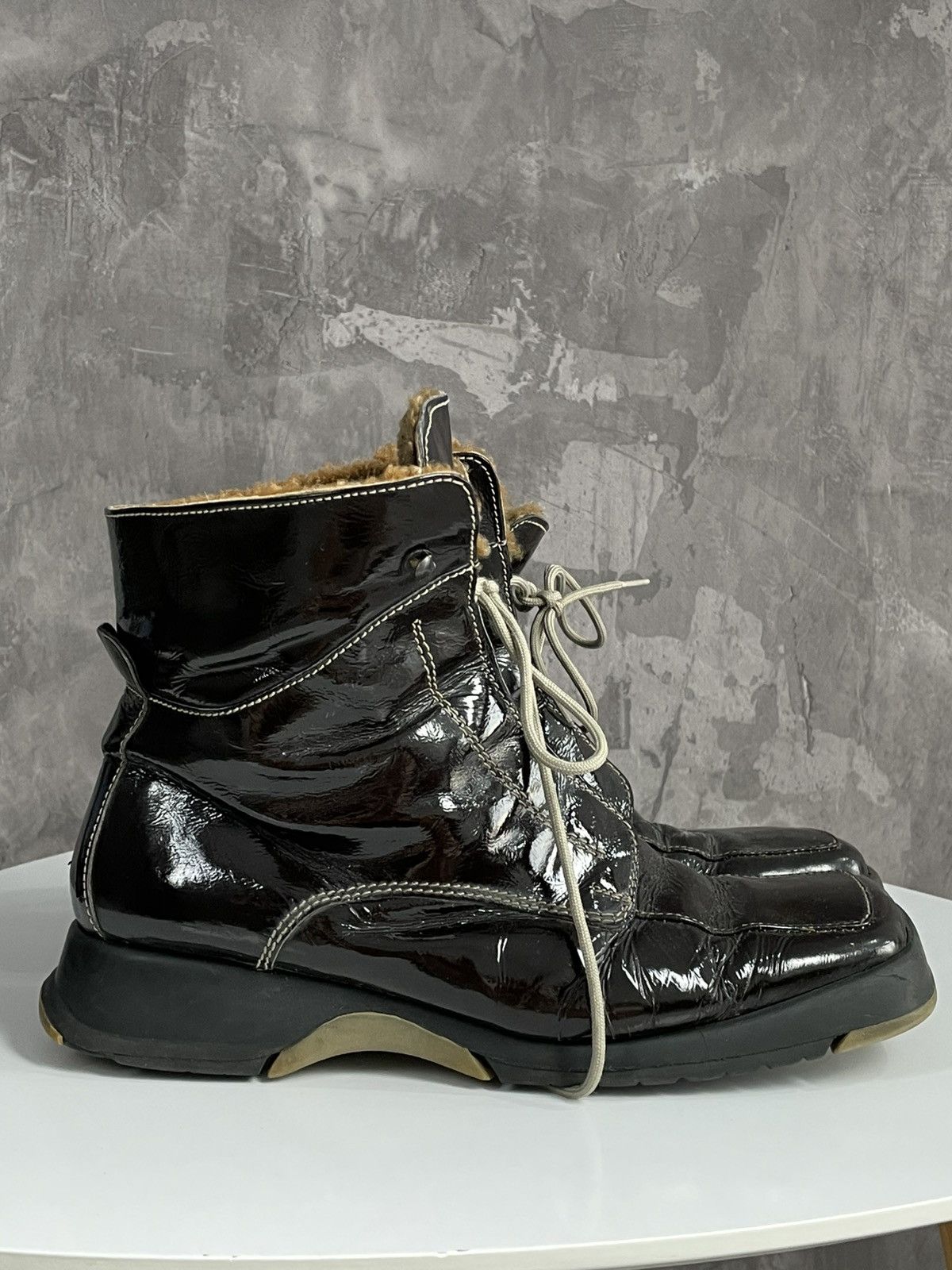 20471120 Vintage Y2K Faux Fur Glamour Bright Prada Style boots Size US 10 / IT 40 - 4 Thumbnail