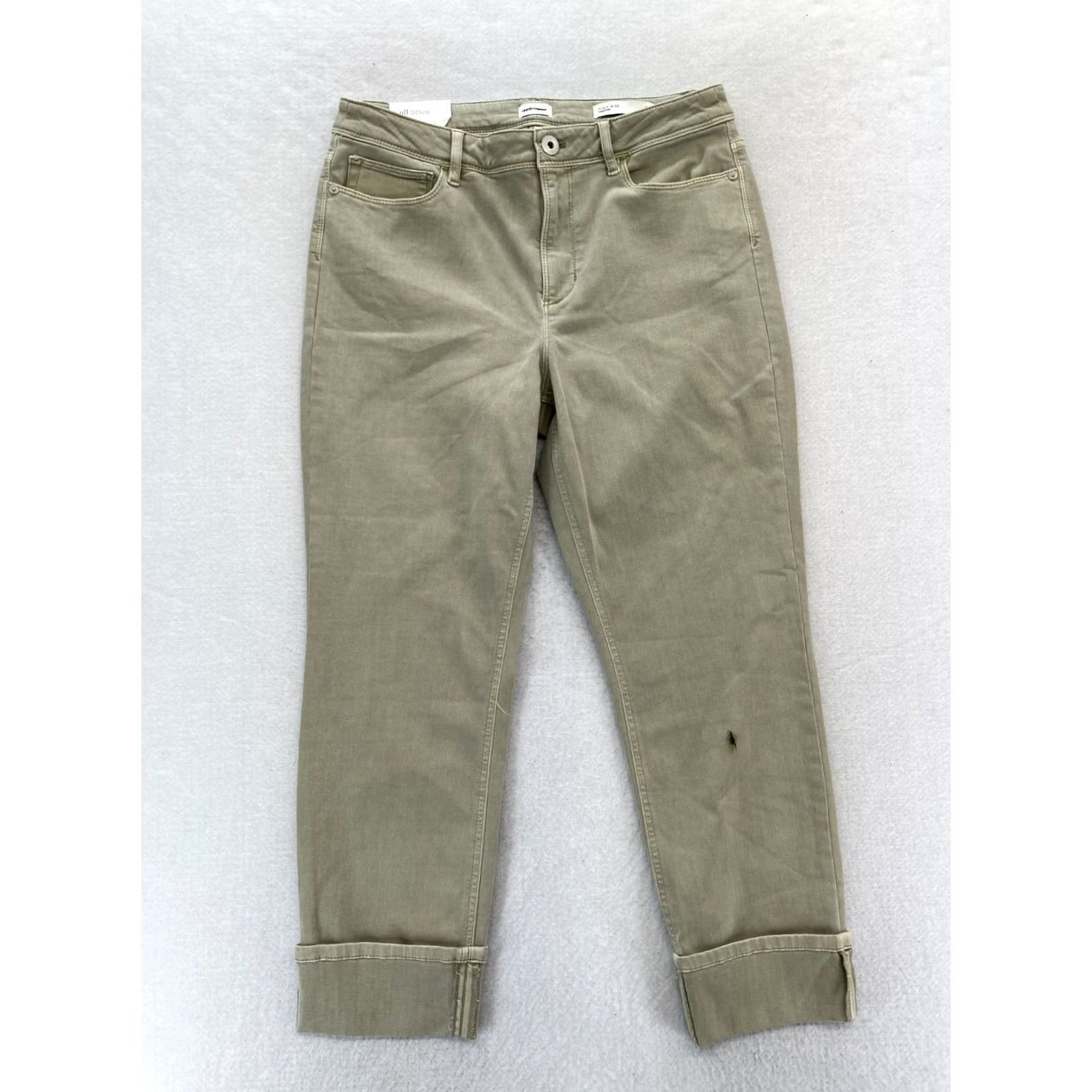 J. Jill J.Jill Jeans Women's 8 High Rise Cropped Light Green Stretch Denim Cuffed NWT Size 30" / US 8 / IT 44 - 2 Thumbnail