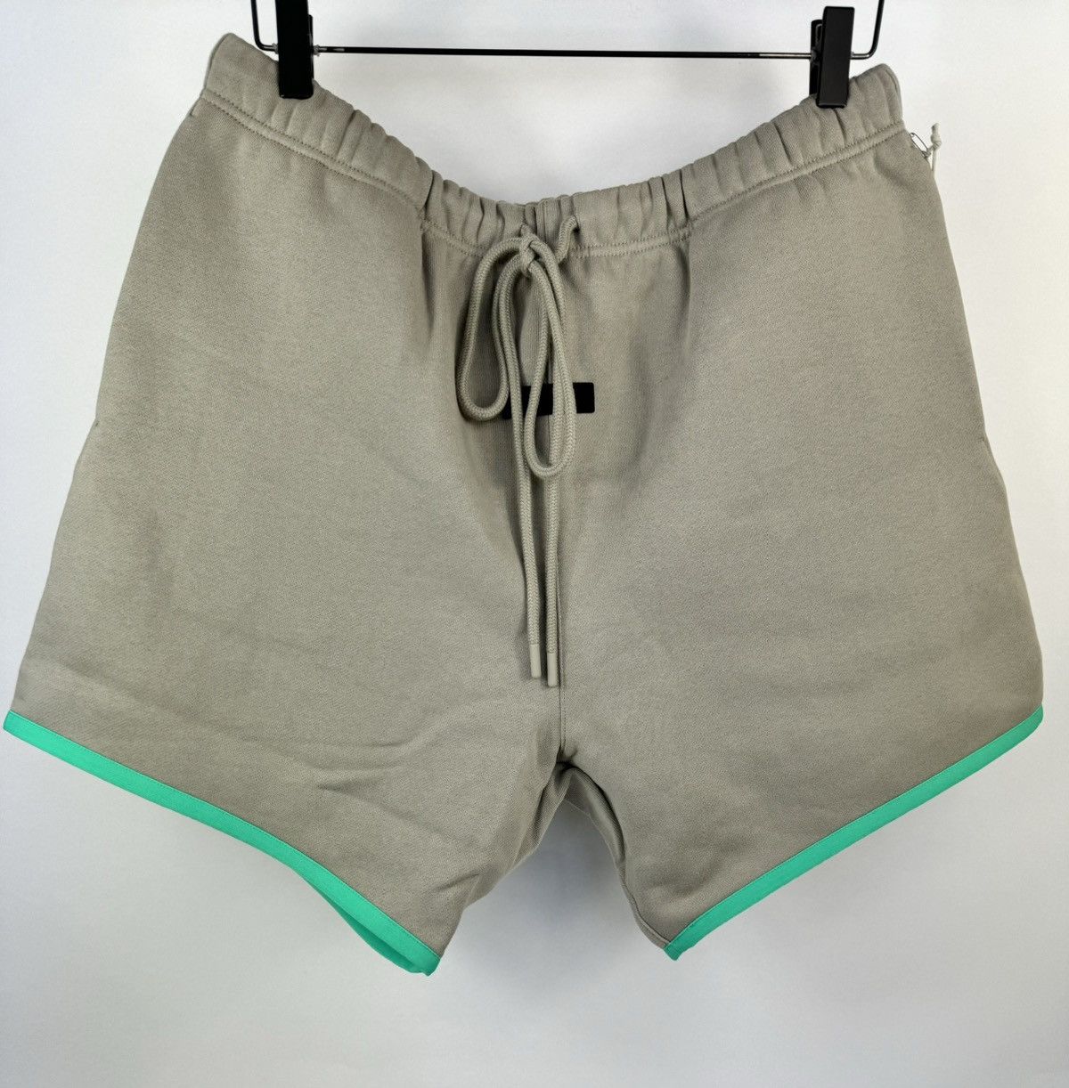 image of Essentials Grey Shorts With Green Trimming, Men's (Size 34)