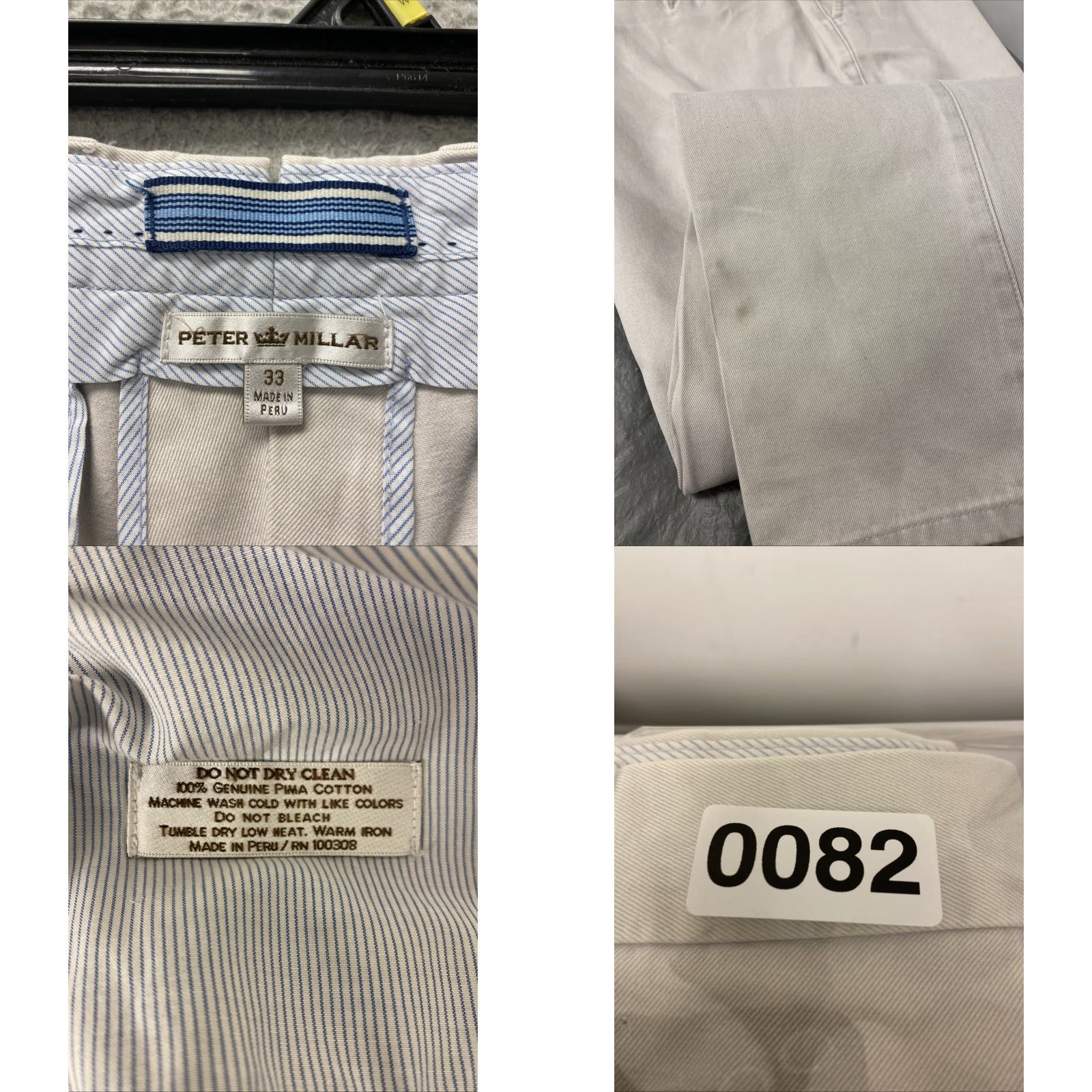 Peter Millar Peter Millar Chino Pants Mens 33 Beige Flat Front Twill Pocket Straight 29in Zip Casual Business Travel Size US 33 - 8 Thumbnail