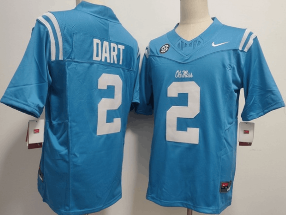 Other Men's Ole Miss Rebels #2 Jaxson Dart Powder Blue Size US XL / EU 56 / 4 - 1 Thumbnail
