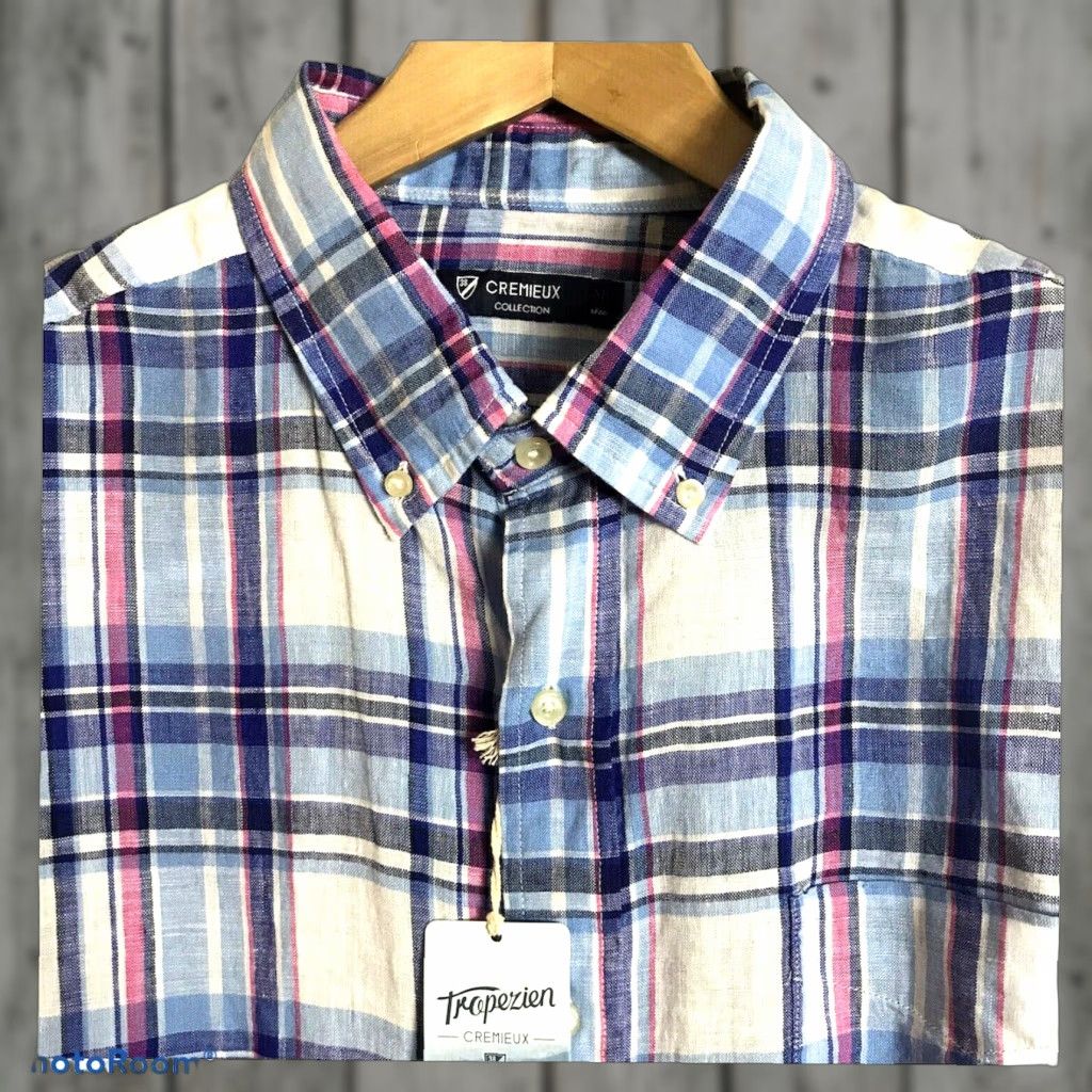 Cremieux CREMIEUX Shirt Mens Size XL Long Sleeve Linen Pink Blue Plaid Button Up 9.50 Size US XL / EU 56 / 4 - 1 Thumbnail