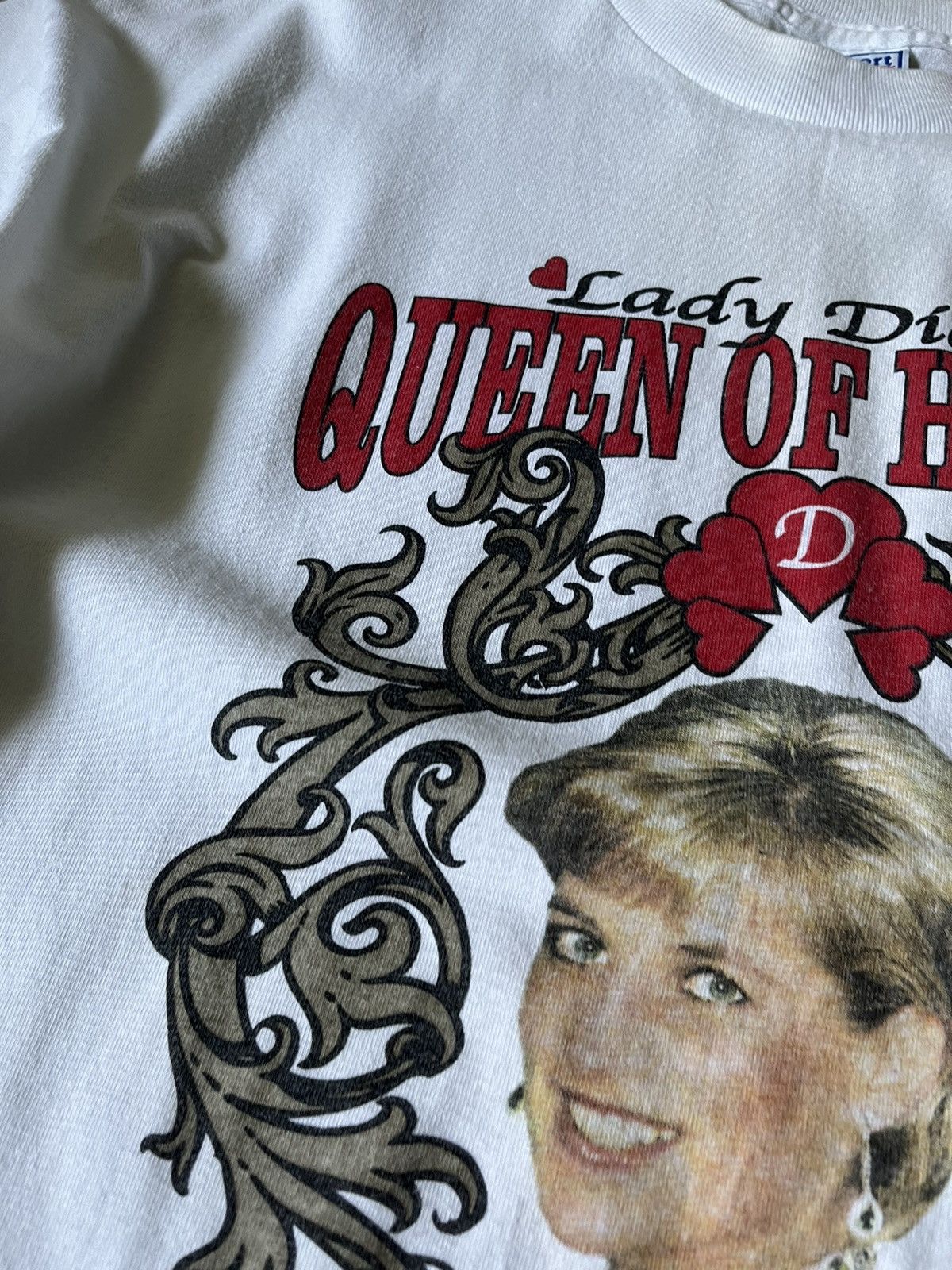 Vintage Lady Diana Queen of Hearts white T-shirt rare Size US XL / EU 56 / 4 - 4 Thumbnail