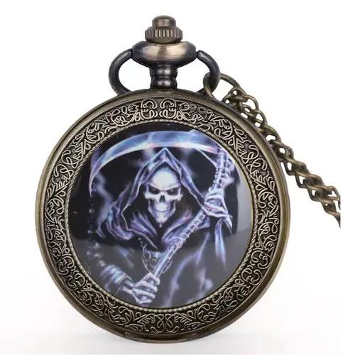 Jewelry Hirota x Fuji Skull Head Quartz Pocket Watch with Chain Size ONE SIZE - 4 Thumbnail