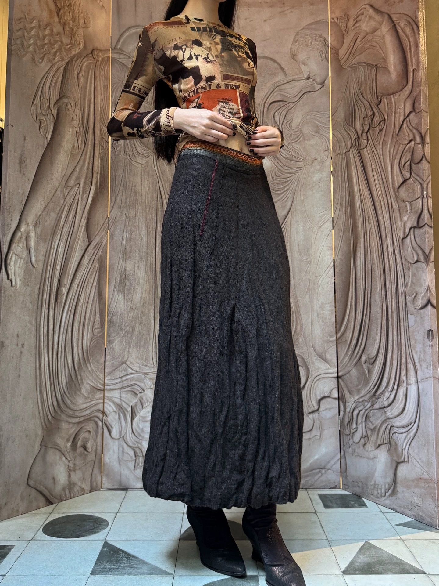 Other German Brand Vintage Wool Pleated Slim Midi Skirt Size 1 Size 26" / US 2 / IT 38 - 5 Thumbnail