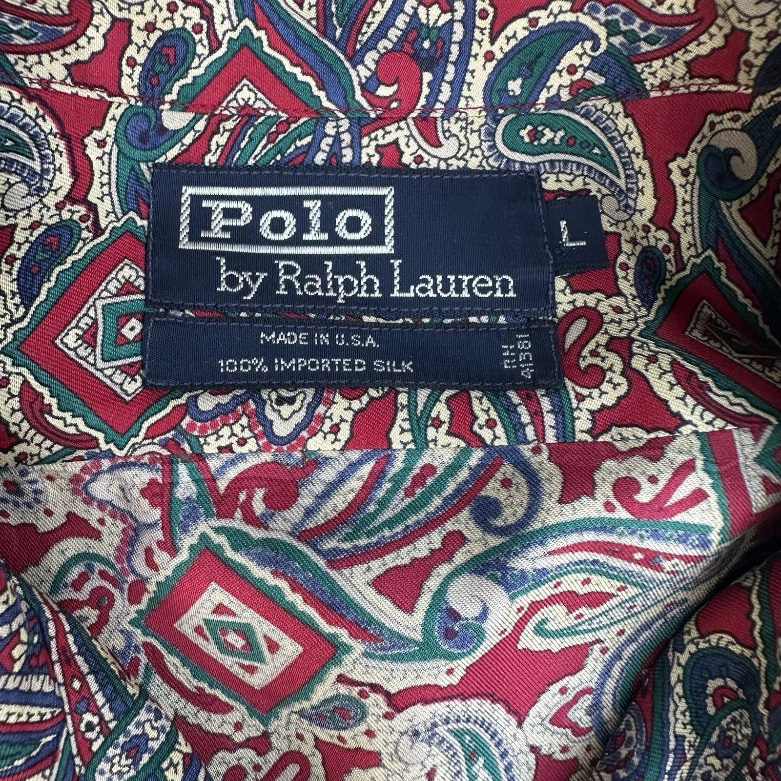 Polo Ralph Lauren × Vintage Vintage Polo Ralph Lauren Paisley Short Sleeve Silk Shirt Size US L / EU 52-54 / 3 - 4 Thumbnail
