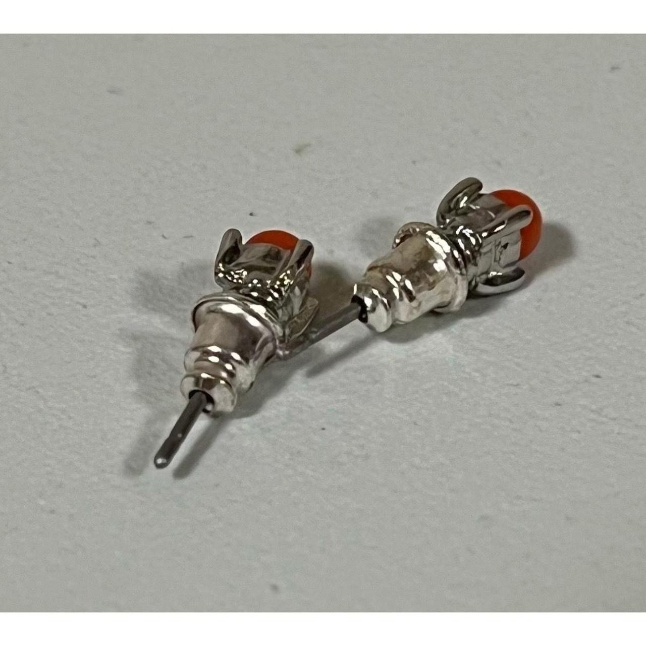 Jewelry × Vintage Silver Orange Crystal Gemstone Studs Pair Earrings Jewelry 🍊 Size ONE SIZE - 6 Thumbnail