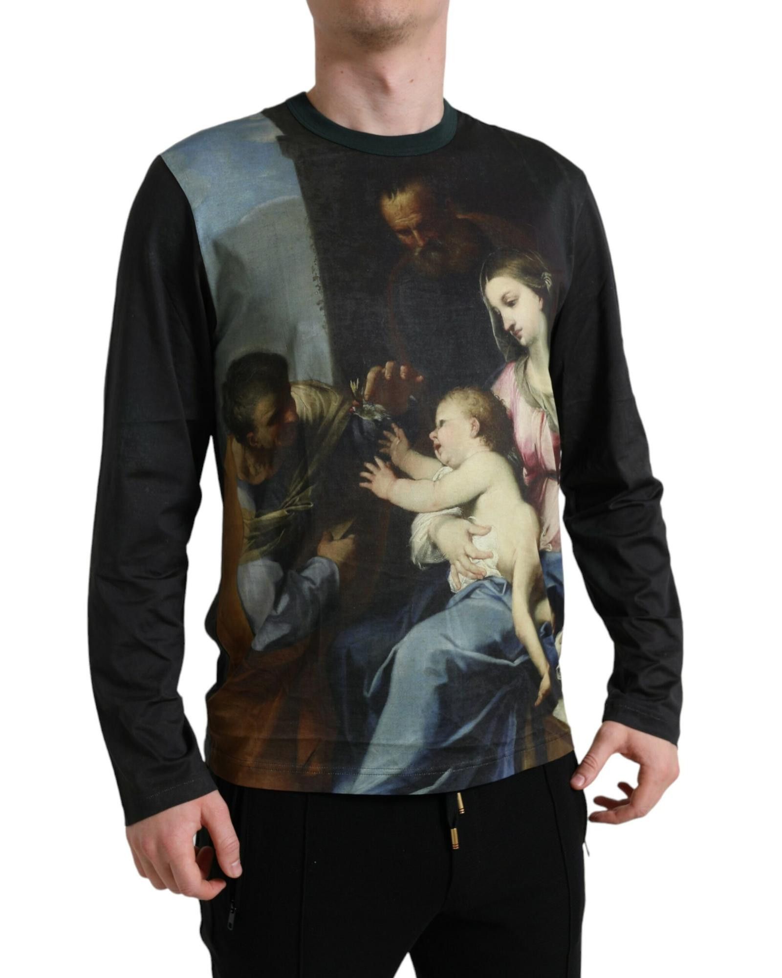 image of Dolce Gabbana Print Cotton Crewneck Sweater, Men's (Size Small)