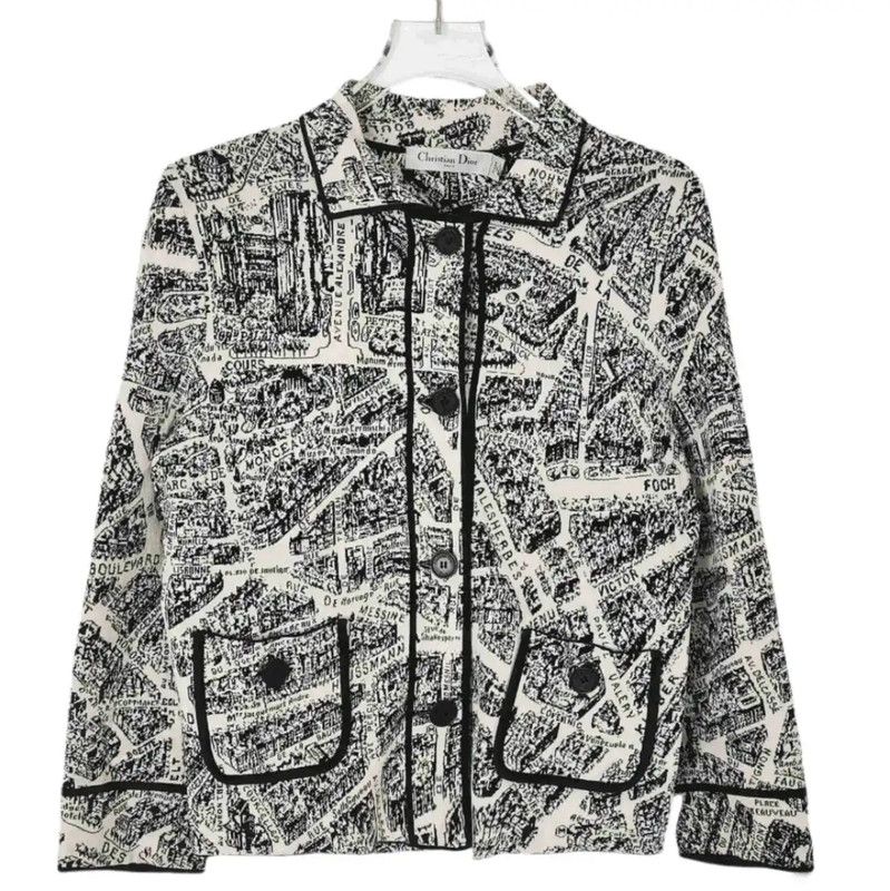 Dior Dior Black Map Print Women's Jacket 0089 Size M / US 6-8 / IT 42-44 - 1 Thumbnail