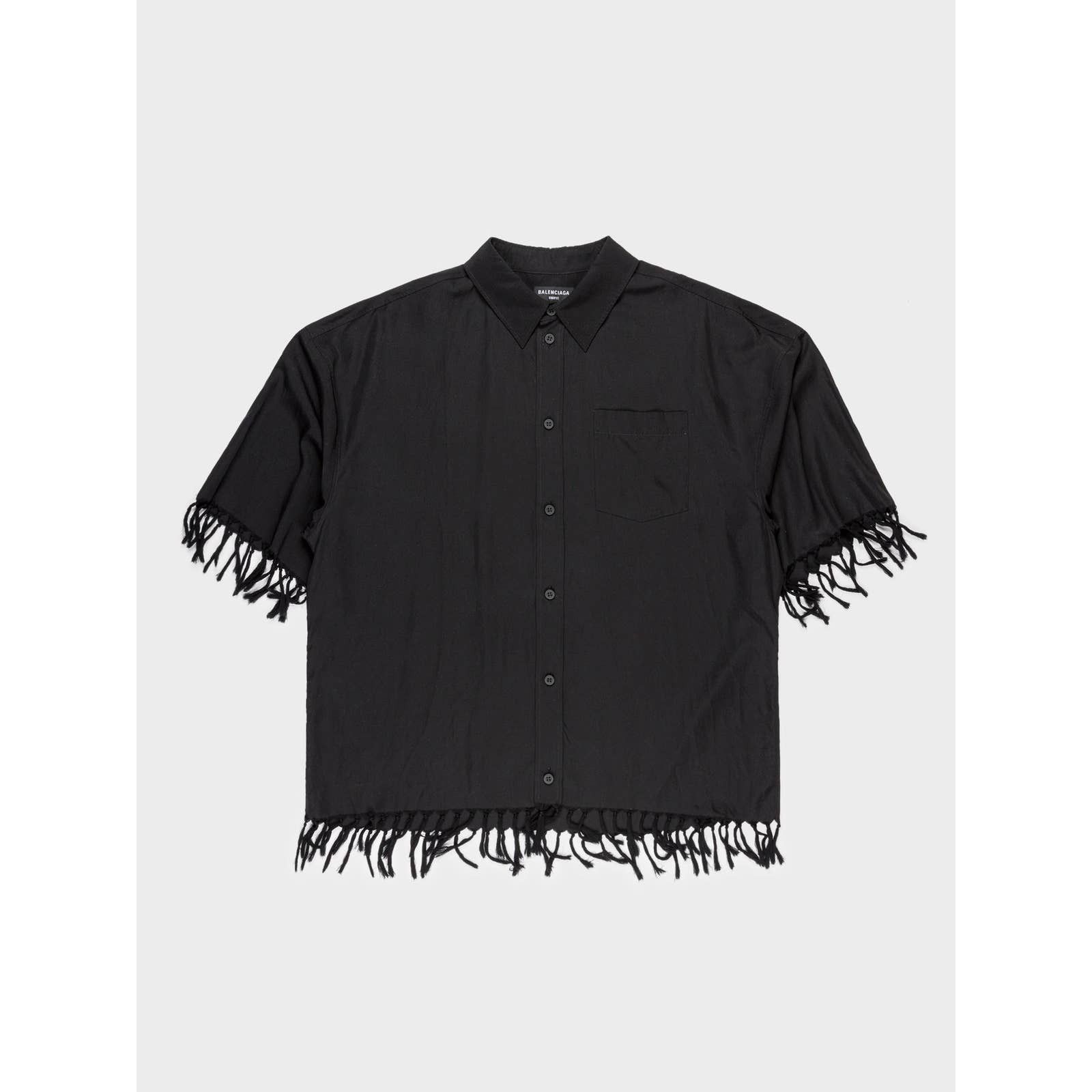 Oversized Fringe Short Sleeve Button Up Shirt