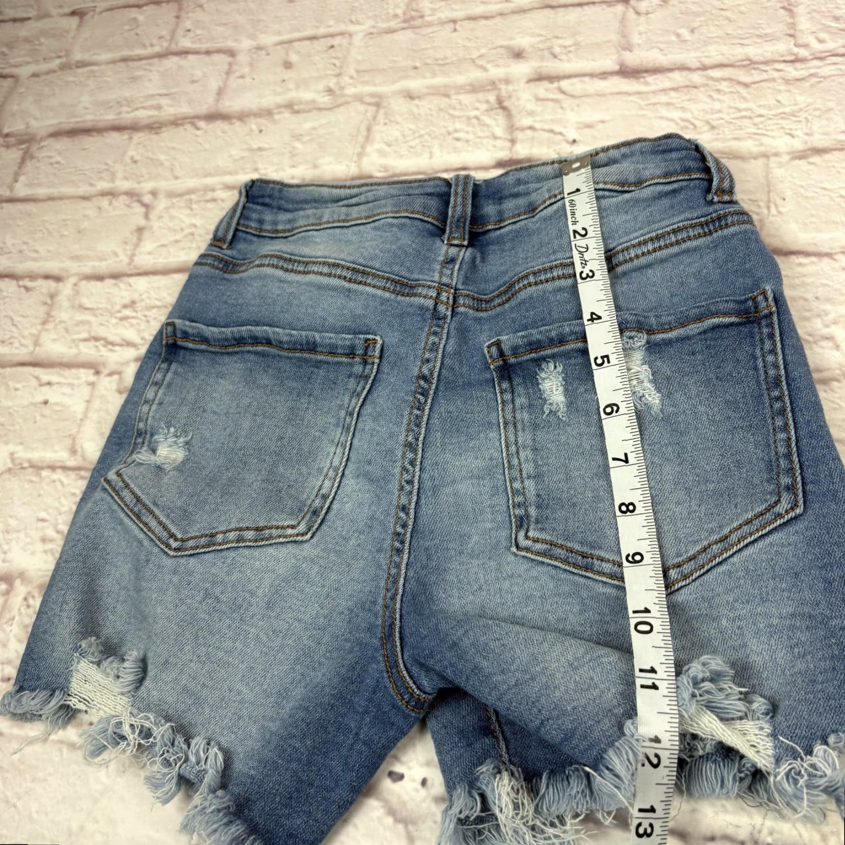 Denime Wax Jean Shorts Womens Small Blue Distressed Denim Cutoff Fringe Raw Hem Size 28" / US 6 / IT 42 - 7 Thumbnail