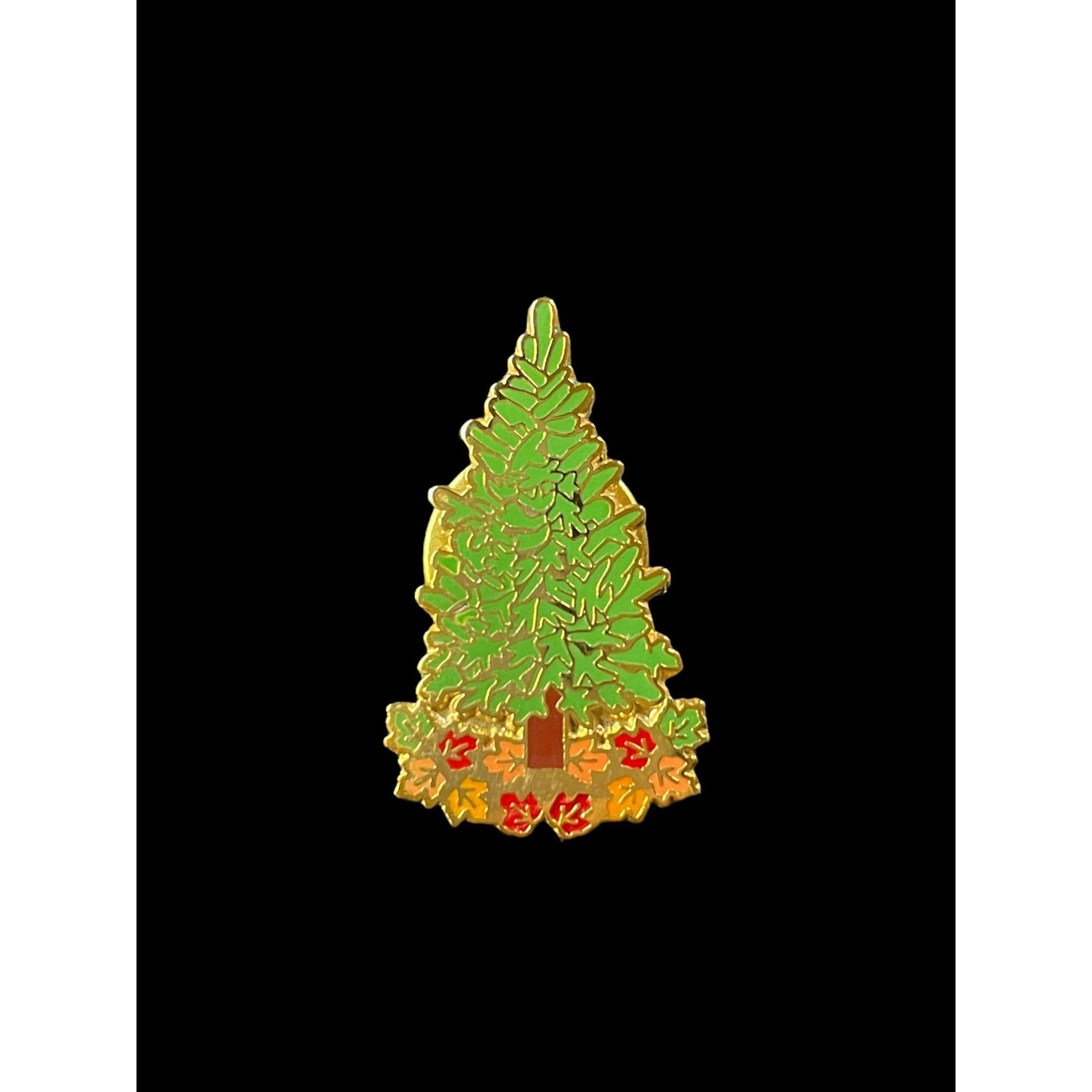 Jewelry × Vintage Vintage Gold Tone Tree and Autumn Leaves Enamel Brooch Pin Size ONE SIZE - 1 Thumbnail